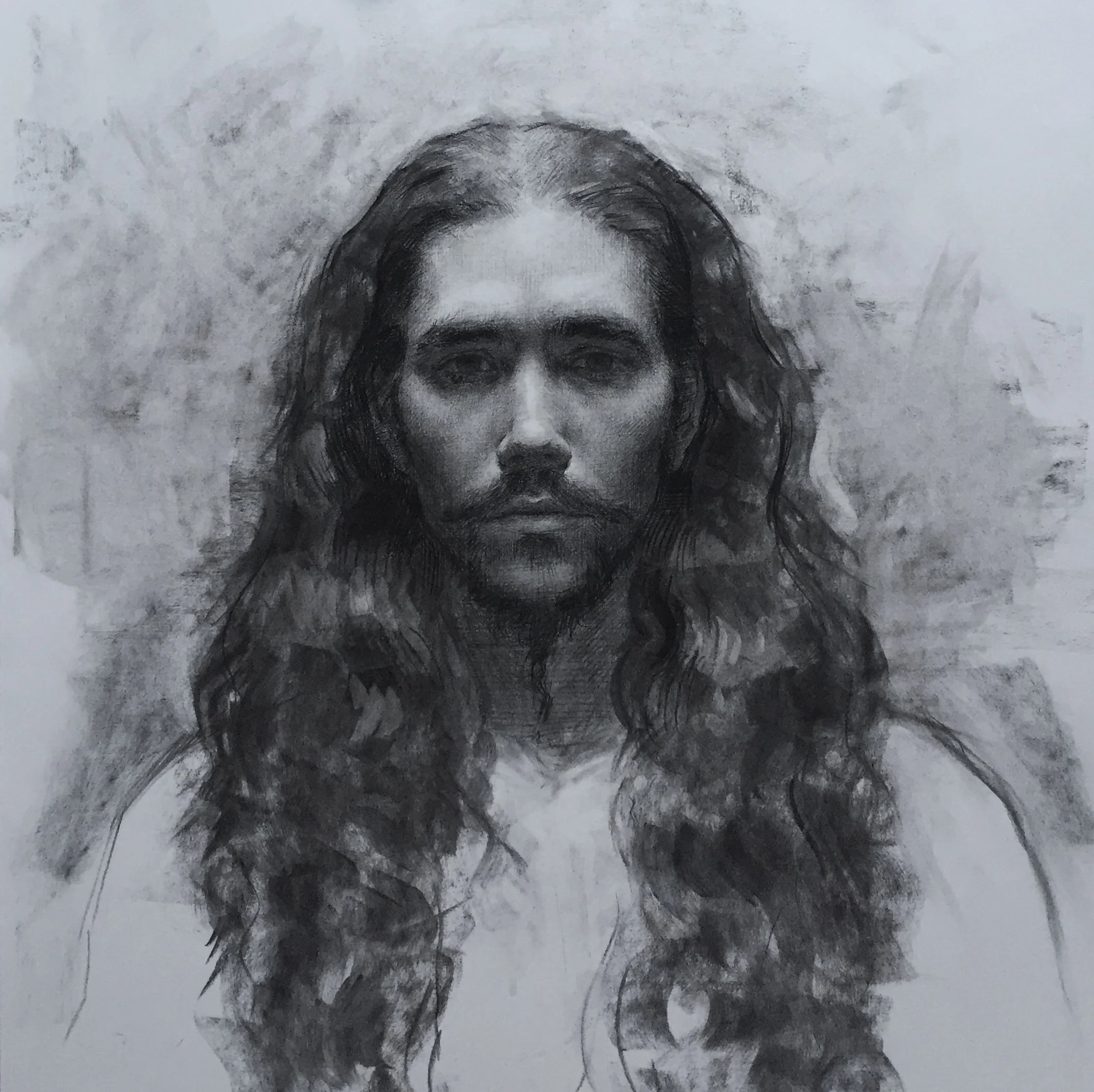 Patrick Byrnes, "Ankhkephura", charcoal on paper, 24x22 in