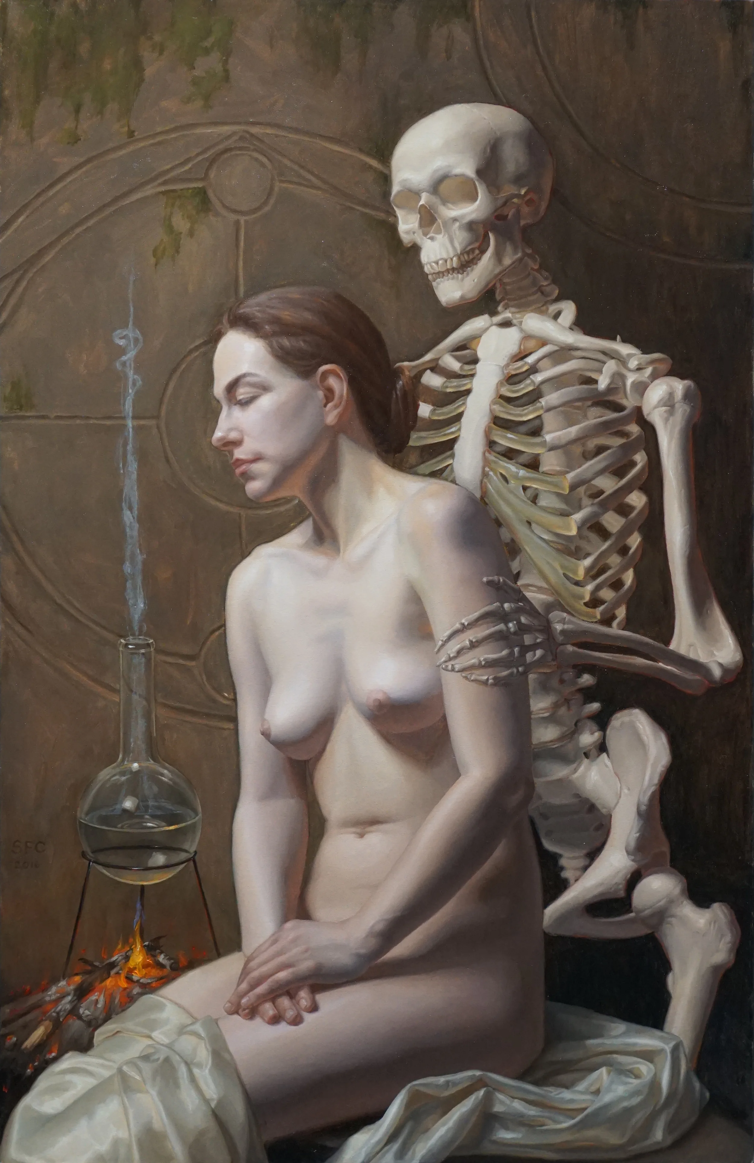 Sally Fama Cochrane, "Death and the Maiden", oil on canvas, 34x22 in