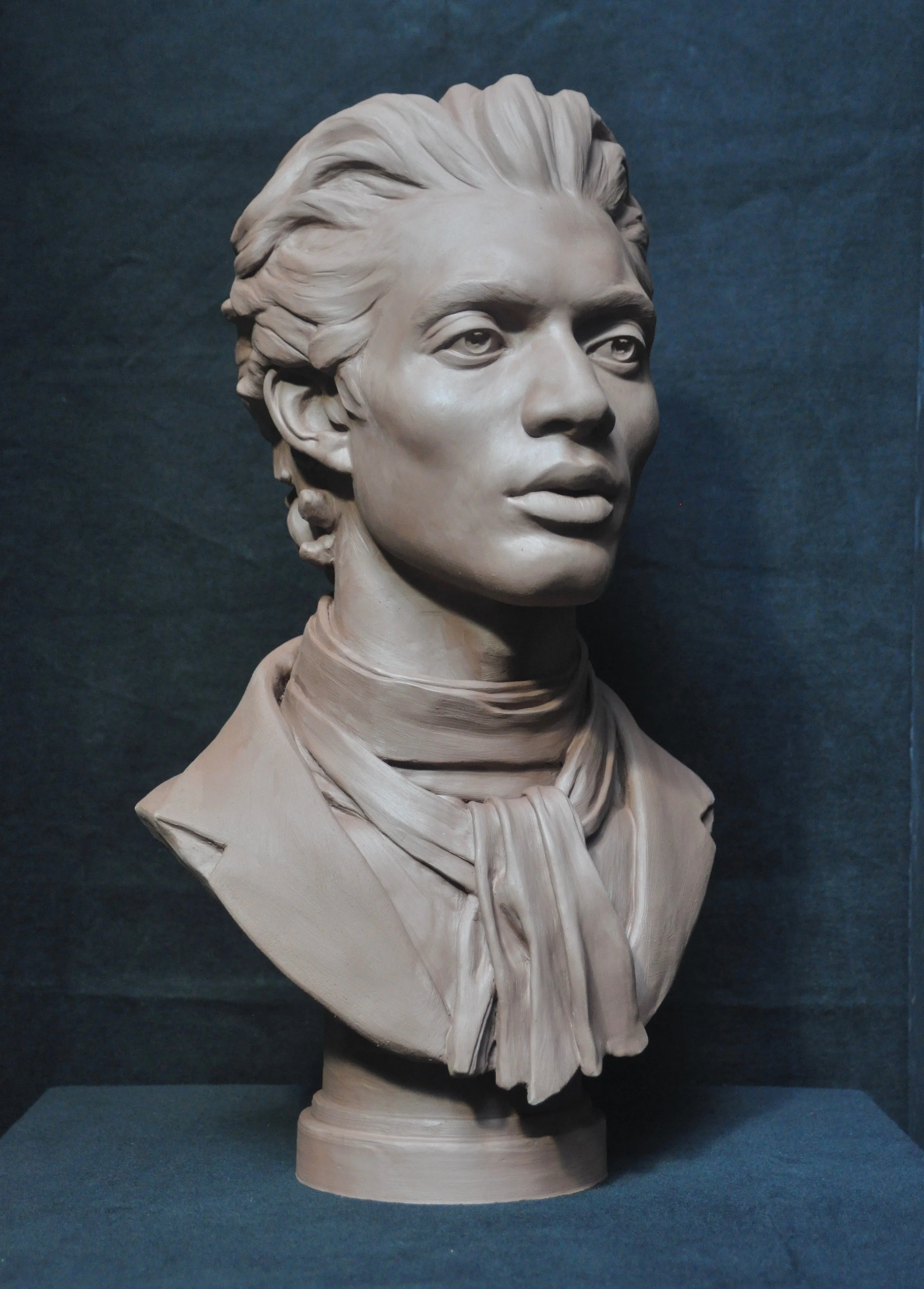 Brendan Johnston, "Cyrus - Portrait of a Poet", terra cotta, 21x11x9 in