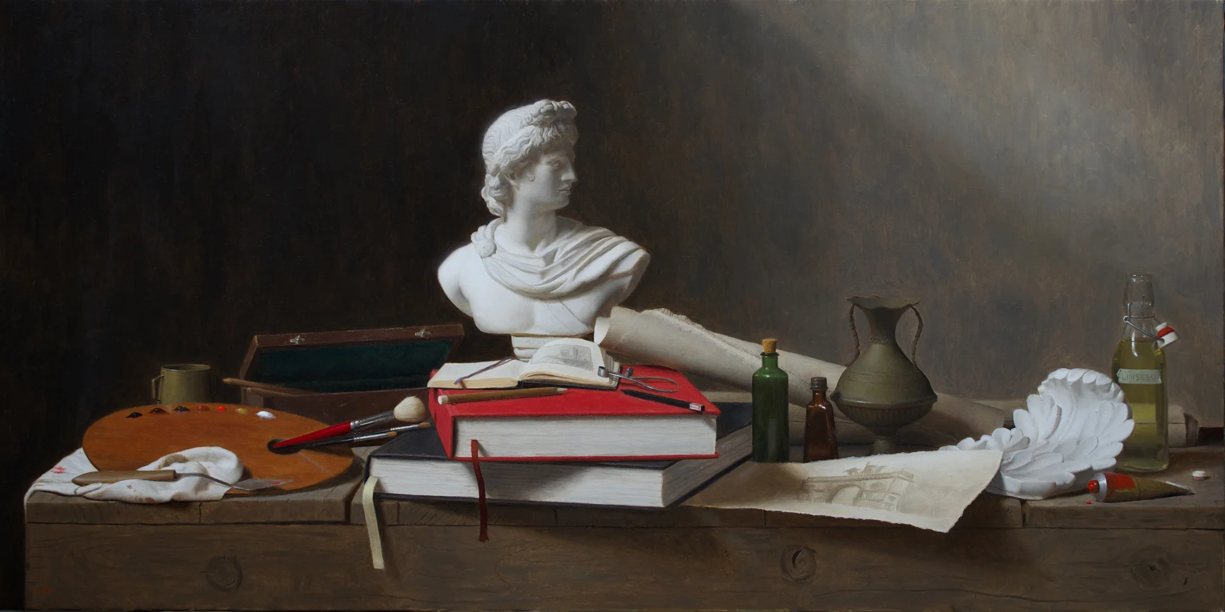 Justin Wood, "Attributes of the Arts", oil on canvas, 20x40 in