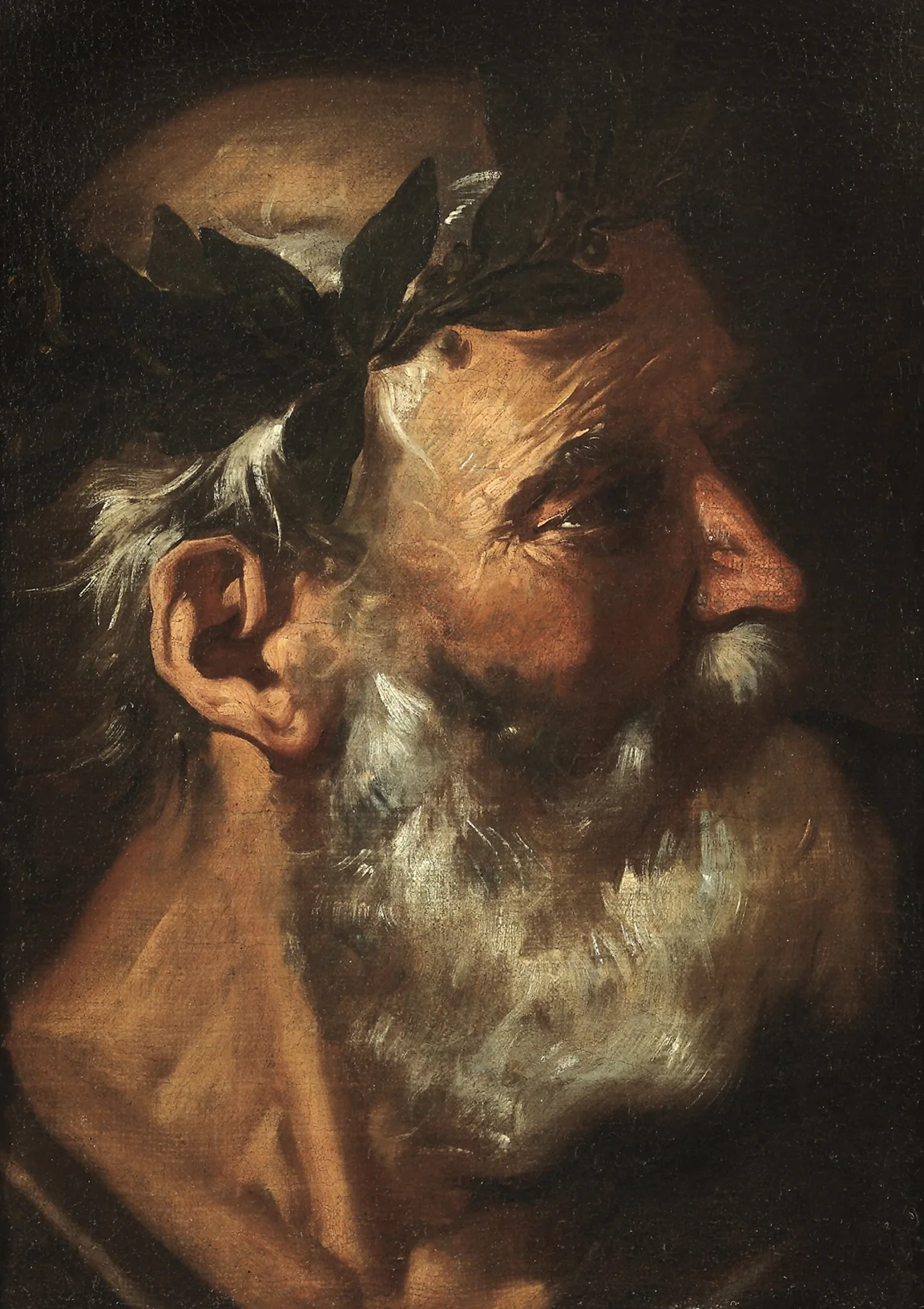 Pier Francesco Mola (b. 1612) Head of a Classical Poet 19 ½ x 14 ⅜ in. oil on canvas