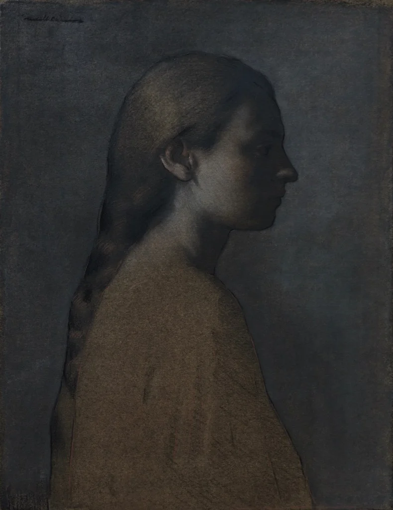Mazi in Profile by Kevin Müller Cisneros, 2018, graphite, charcoal, black, red and white chalk, ink, gouache, 8.5 x 11.5 in, $2,000