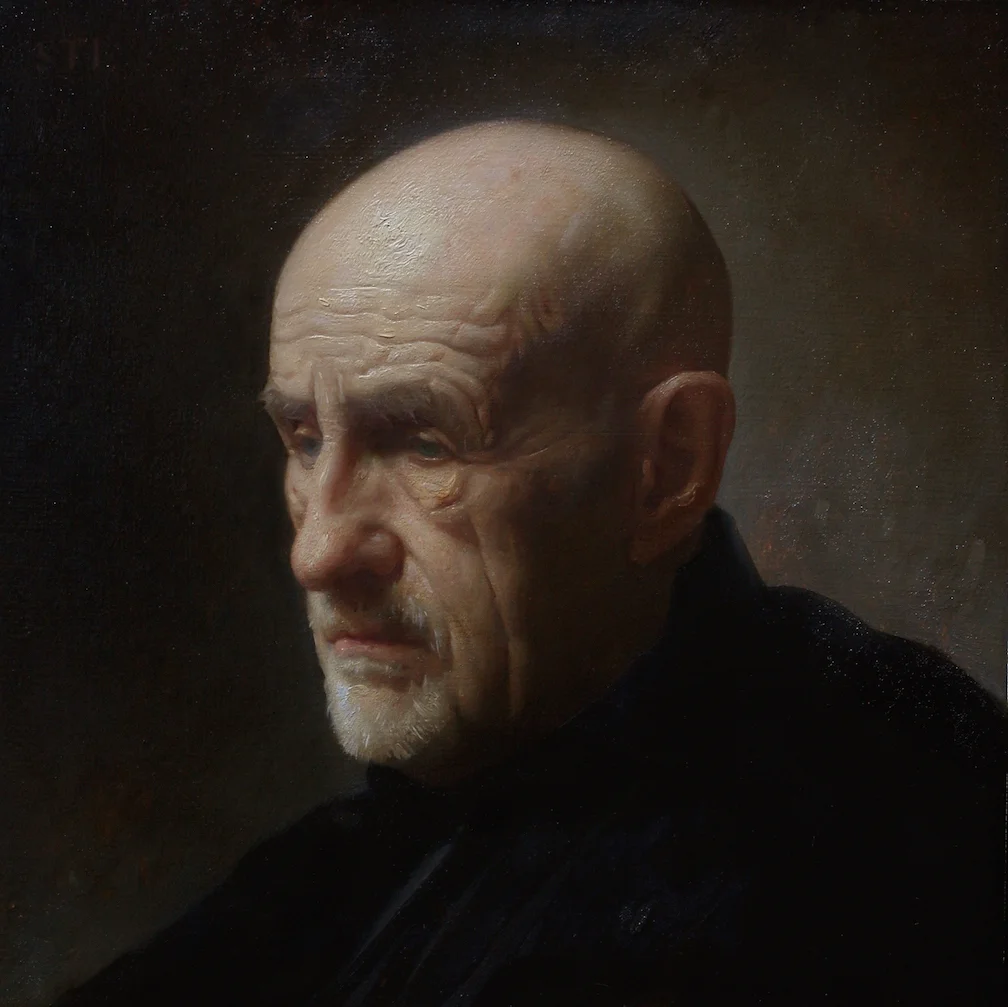 Old Man in Black by Will St. John, 2017, oil on panel, 12 x 12 in, $4,800