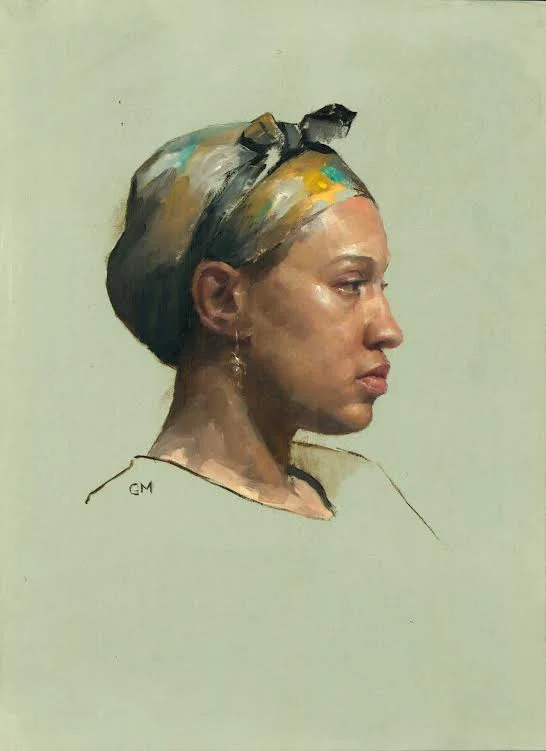 Head Wrap by Gregory Mortenson, 2018, oil on paper, 12 x 10 in, $900