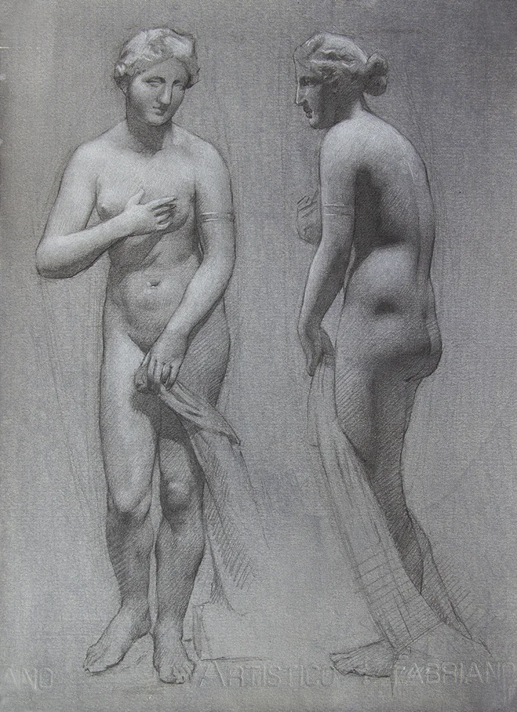 Aphrodite of Menophantos 2018, graphite and white chalk on paper 15 x 11 in $1,100