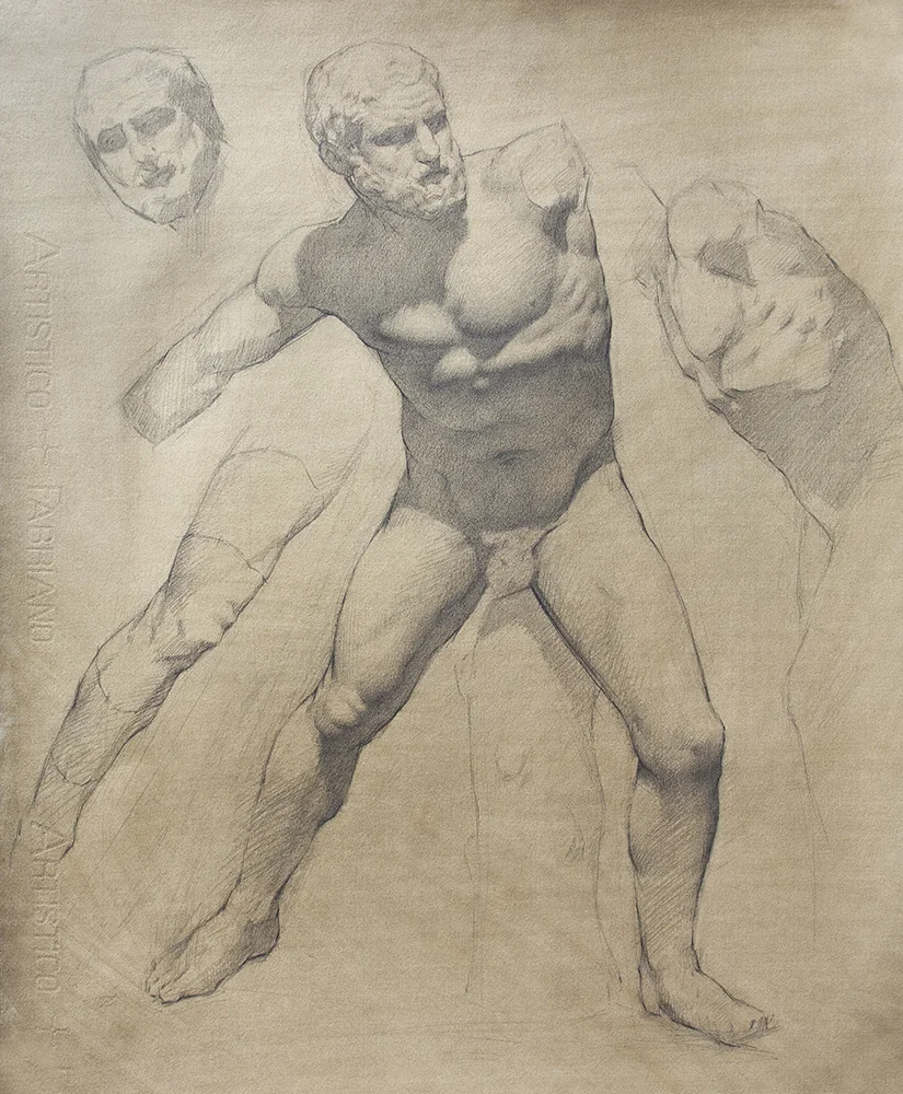 Fighting Herakles 2018, graphite on paper 18 x 15 in $1,500