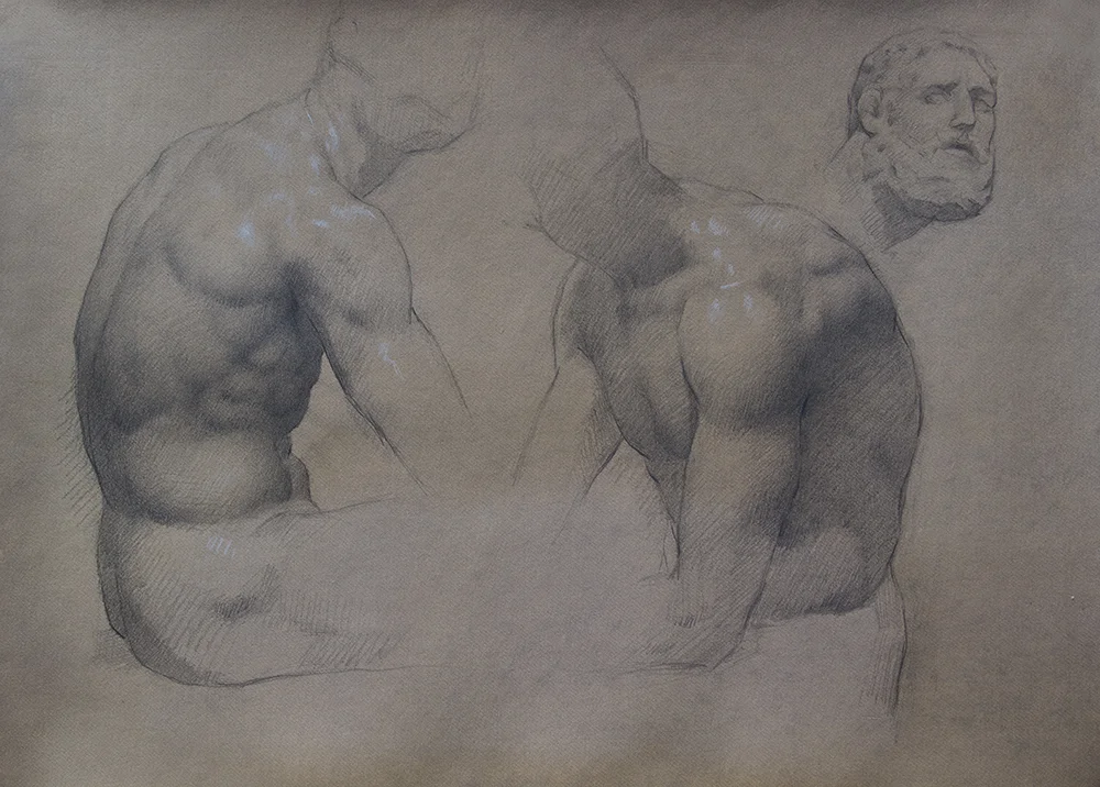 Boxer at Rest 2018, graphite and white chalk on paper 11 x 15 in $1,200