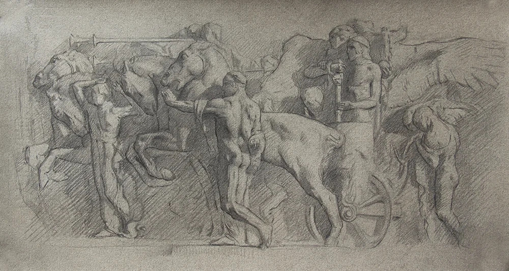Triumph of Patriotism (Altar of the Fatherland) 2018, graphite on paper 8 x 15 in $950