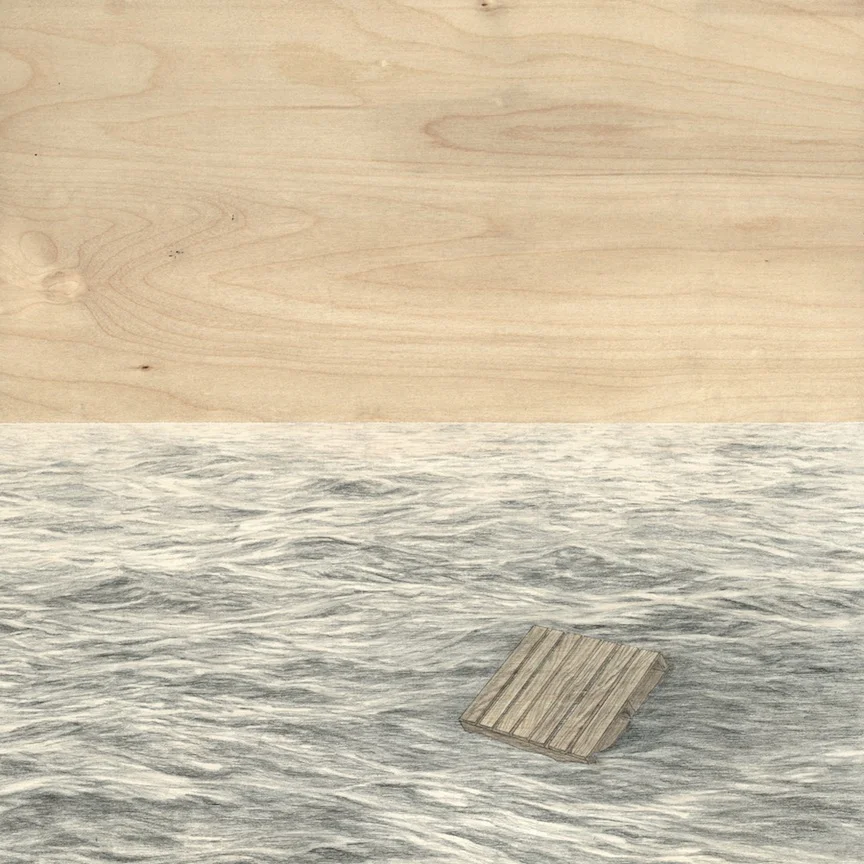 Copy of Adrift, Stain and graphite on birch panel / 12" x 12 / SOLD"
