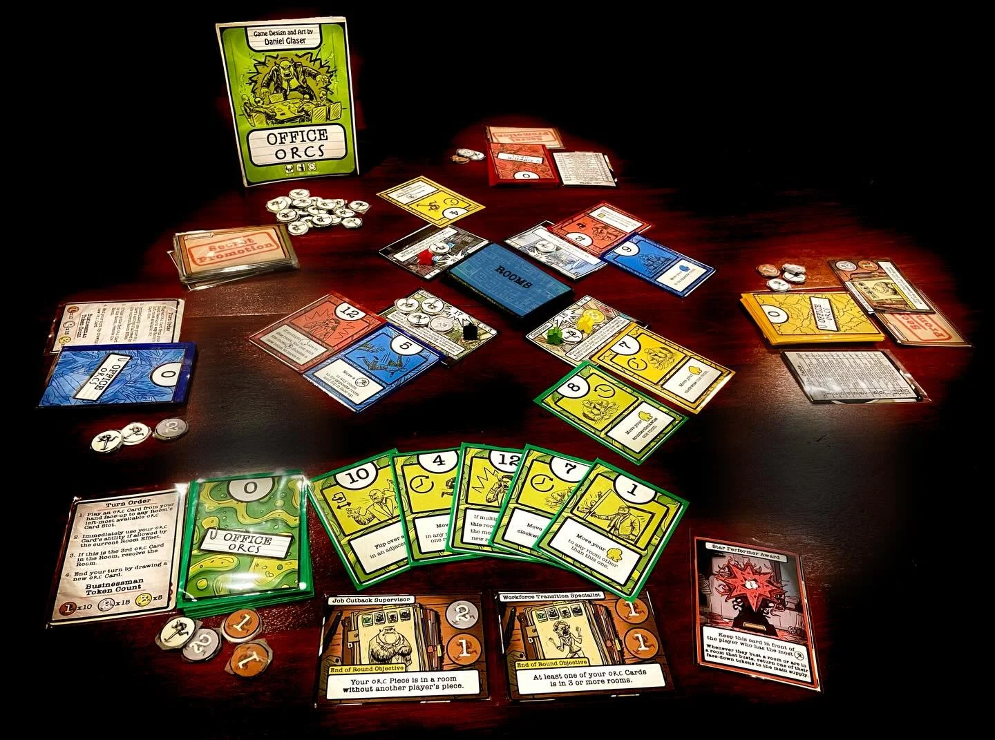 All of the components for the physical prototype of Office Orcs. Hoping to order an official prototype from a manufacturer soon.

#officeorcs #boardgaming #cardboardedisonaward #cardgame #orc #office #indiegame #layoffs