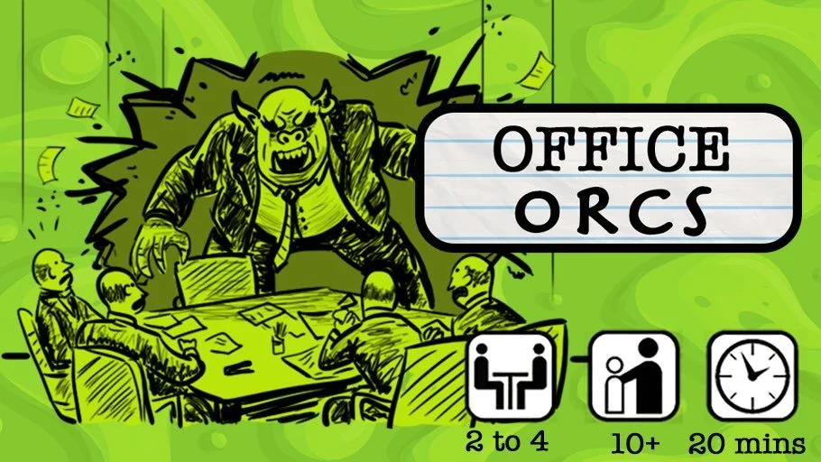 Fantasy meets Corporate America in this breezy Area Majority card game with a Blacjack style bust mechanic

#officeorcs #boardgaming #cardboardedisonaward #cardgame #orc #office #indiegame #layoffs