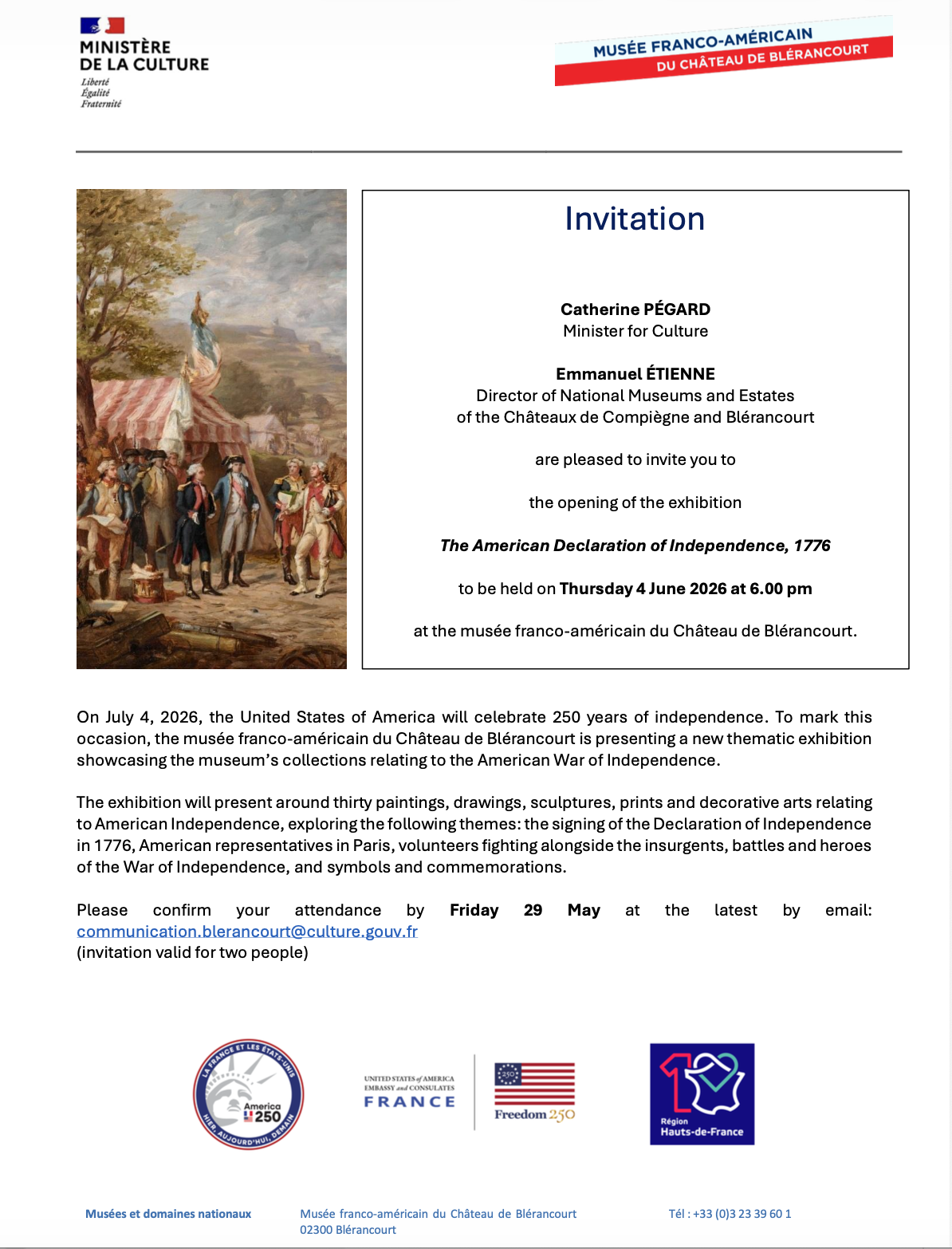 Opening of the Exhibition: "The American Declaration of Independence, 1776"