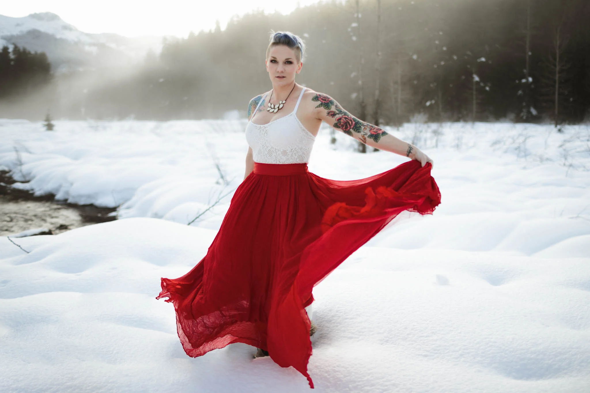 Red Skirt and Tattoos