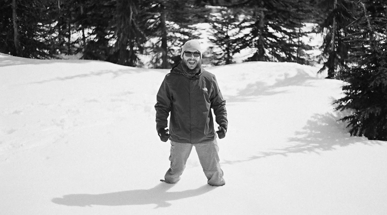 Matt enjoying a bit of snow wading.