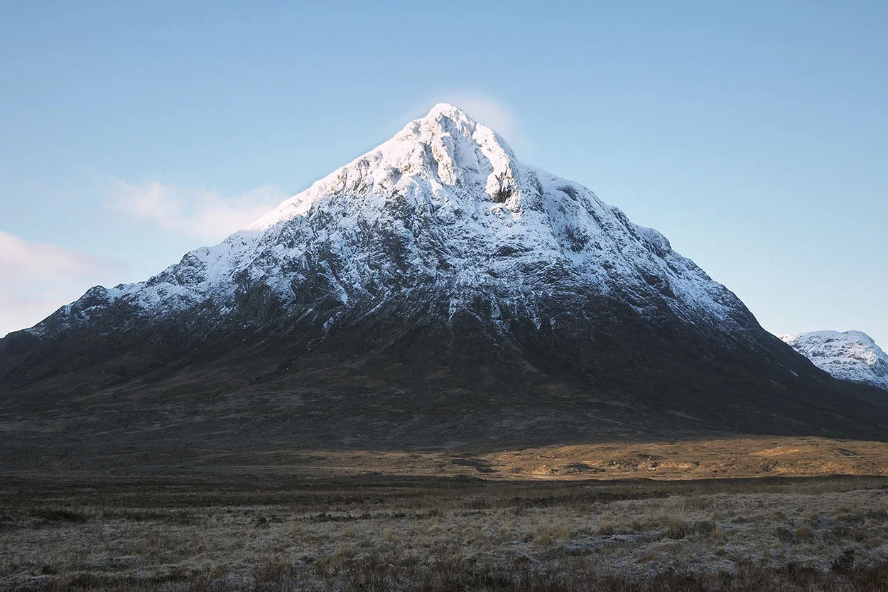Buachaille Etive Mor or in English: The Big Herdsman of Etive. Surely no mountain in Scotland is so recognisable, so impressive a guardian of the land around it. For me it marks the end of civilisation in the British Isles. From here on out its raw Scottish mountains until the far north-west coast meets the rough waters of the Atlantic.