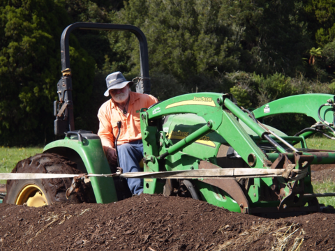 Working with the compost piles