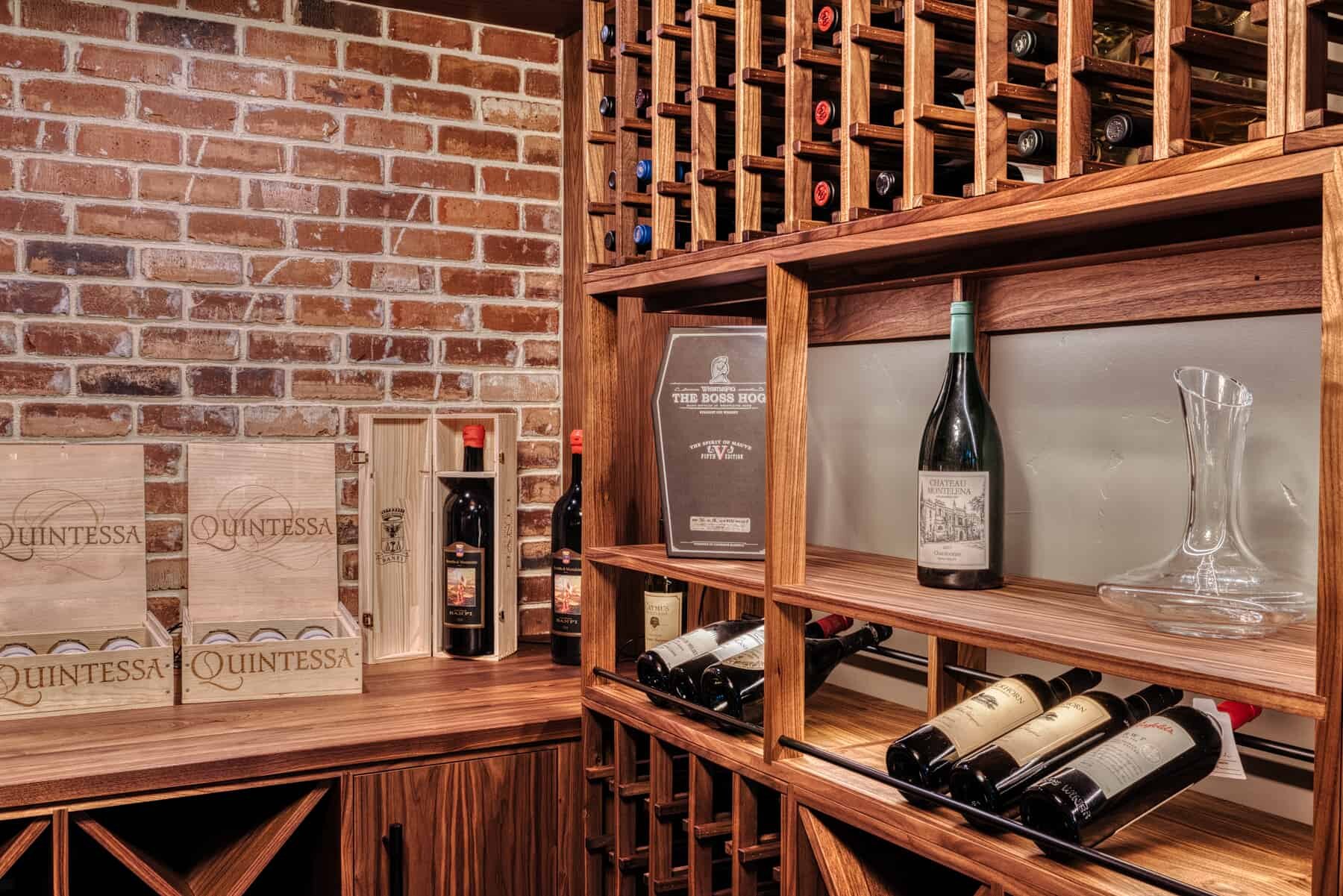 Brick wall wine cellar by Sommi Wine Cellars