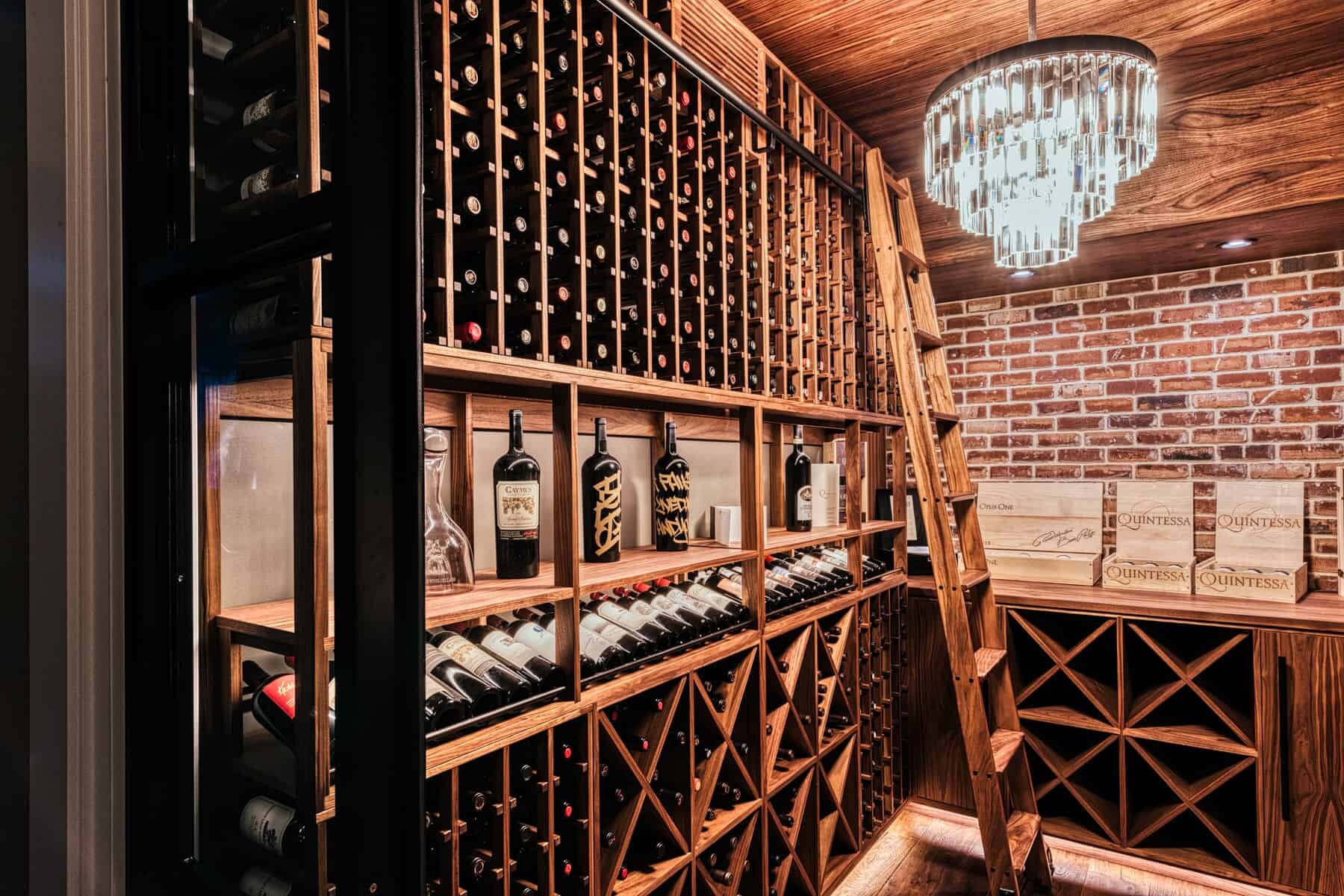 Brick wall wine cellar by Sommi Wine Cellars