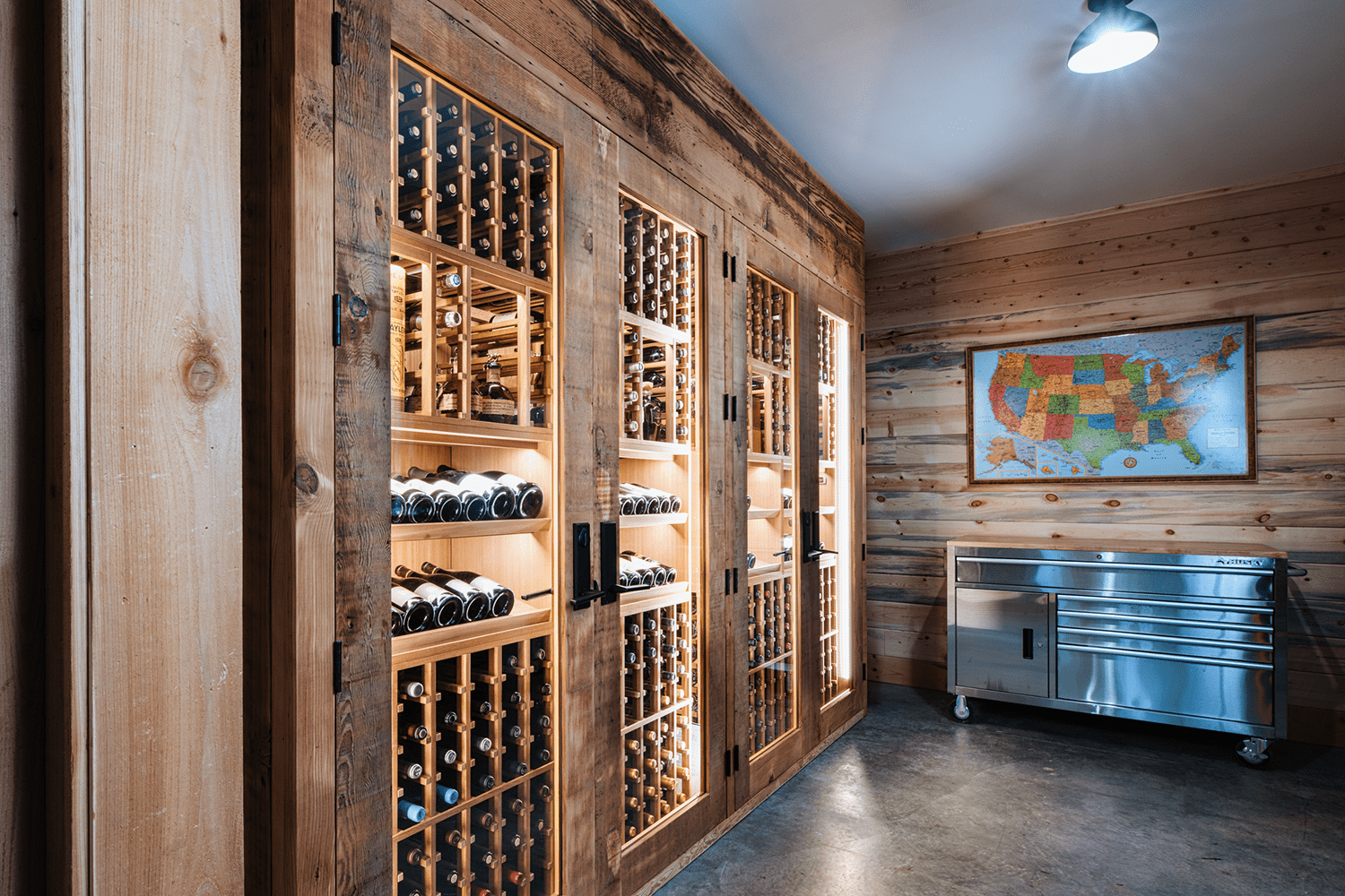 Sauvie Island Custom Wine Cellar Garage Conversion by Sommi Wine Cellars