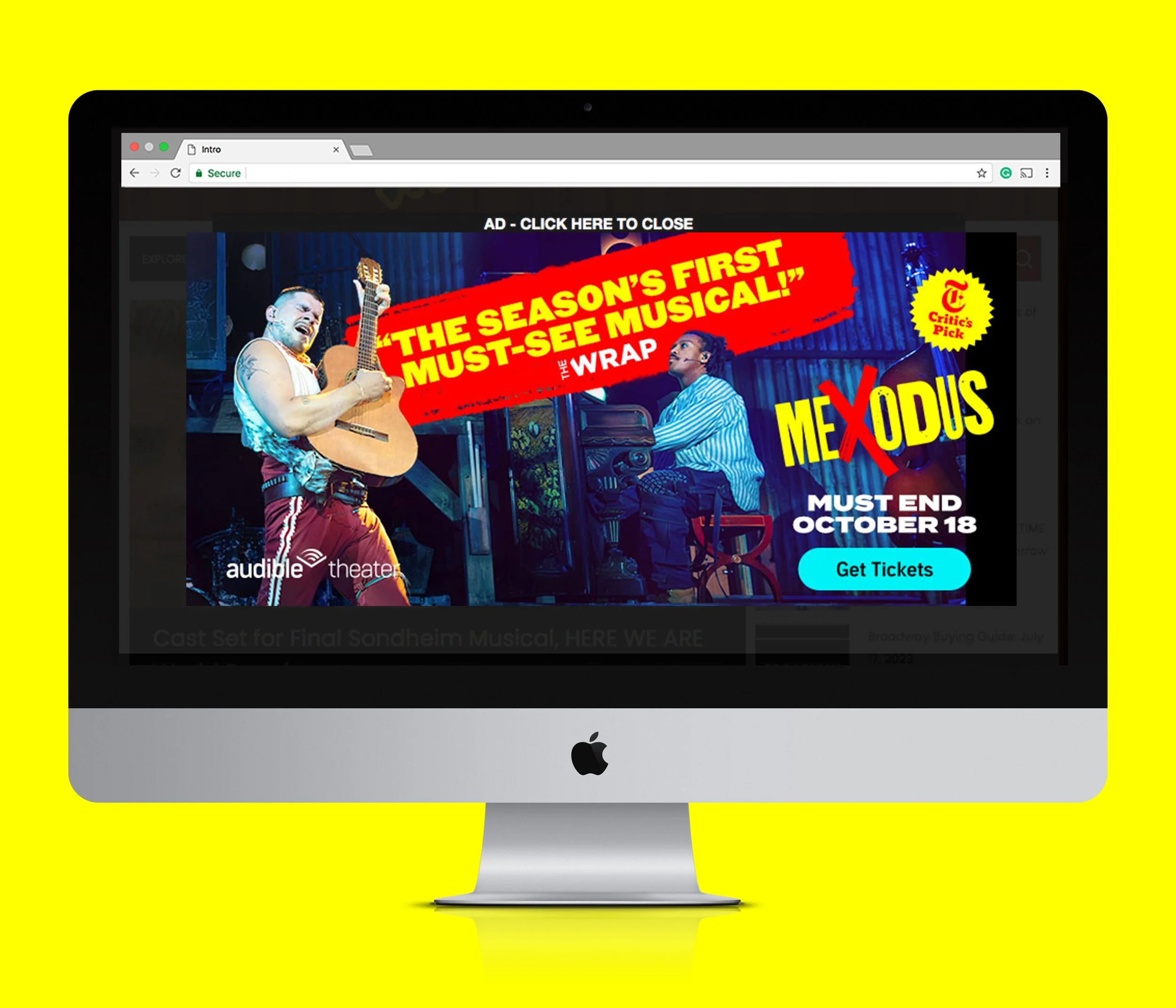 BroadwayWorld Ad On Desktop