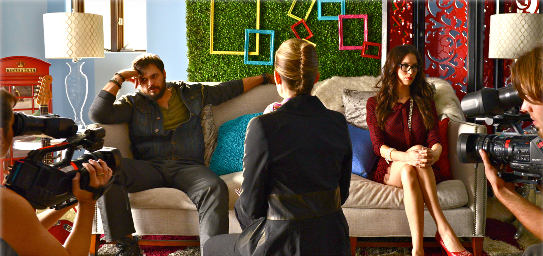 MAX DECKER and CHRISTY CARLSEN ROMANO on the set of REAL LOVE (Short Film '14)