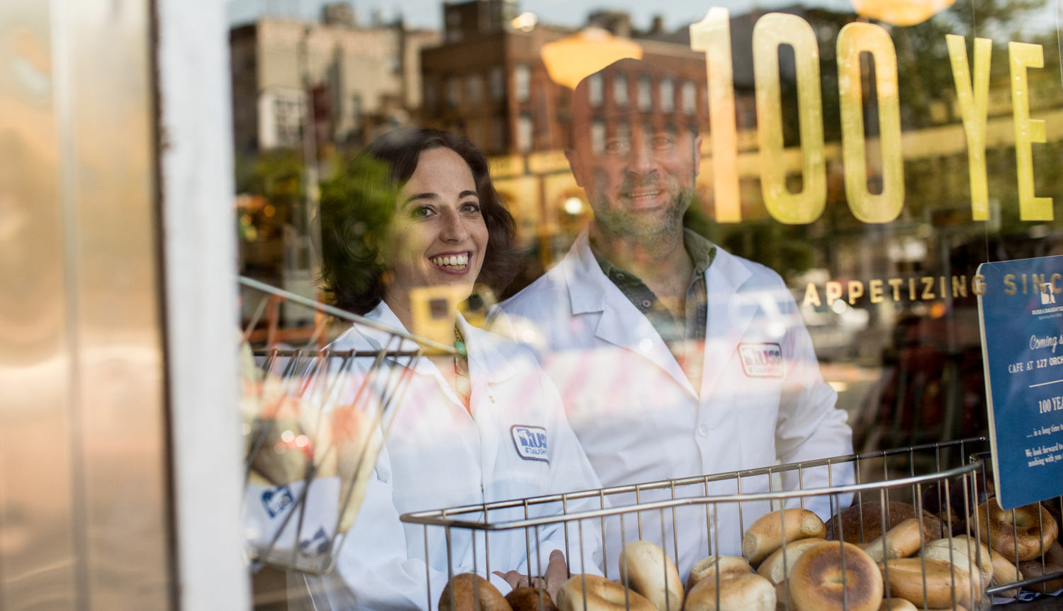 Niki and Josh in store window