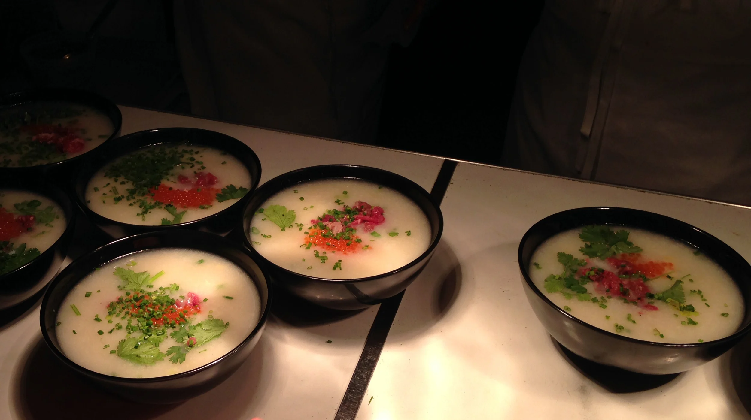 Westlake Rice Porridge: Russ &amp; Daughters Trout Roe, rare beef, egg, ginger, scallion