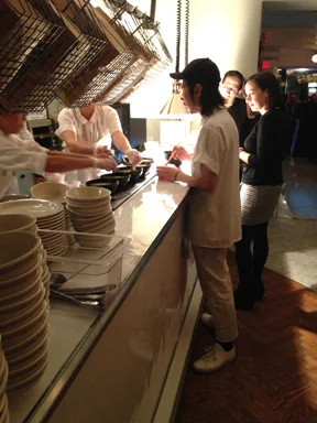Danny Bowien, chef&nbsp;of Mission Chinese, at the pass at the Russ &amp; Daughters Cafe