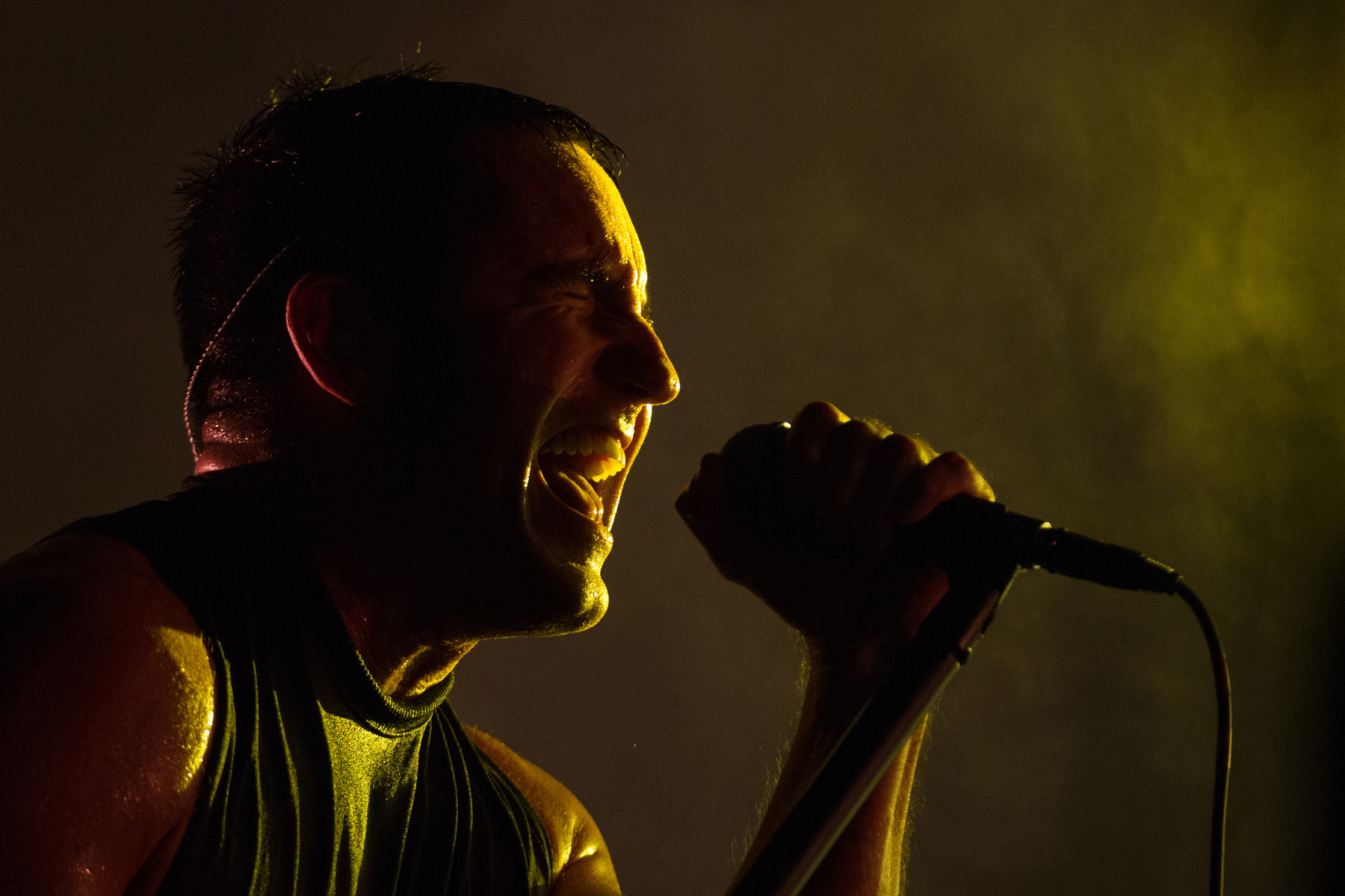 Trent Reznor, lead singer of the band Nine Inch Nails performs at the Lollapalooza Festival in Chicago, Friday, Aug. 2, 2013. The more than two-decade-old festival opens Friday in Chicago's lakefront Grant Park.