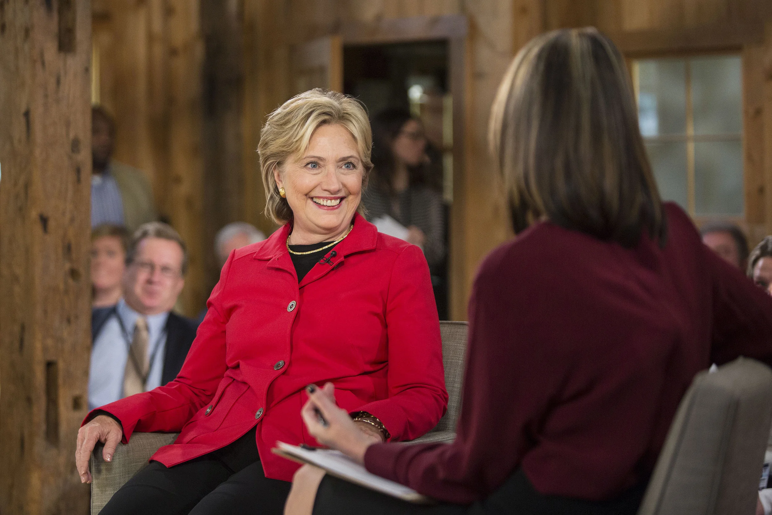  Democratic presidential candidate and former secretary of state Hillary Clinton is interviewed by NBC Today Show's Savannah Guthrie in Hollis, New Hampshire on Monday, October 5, 2015. 