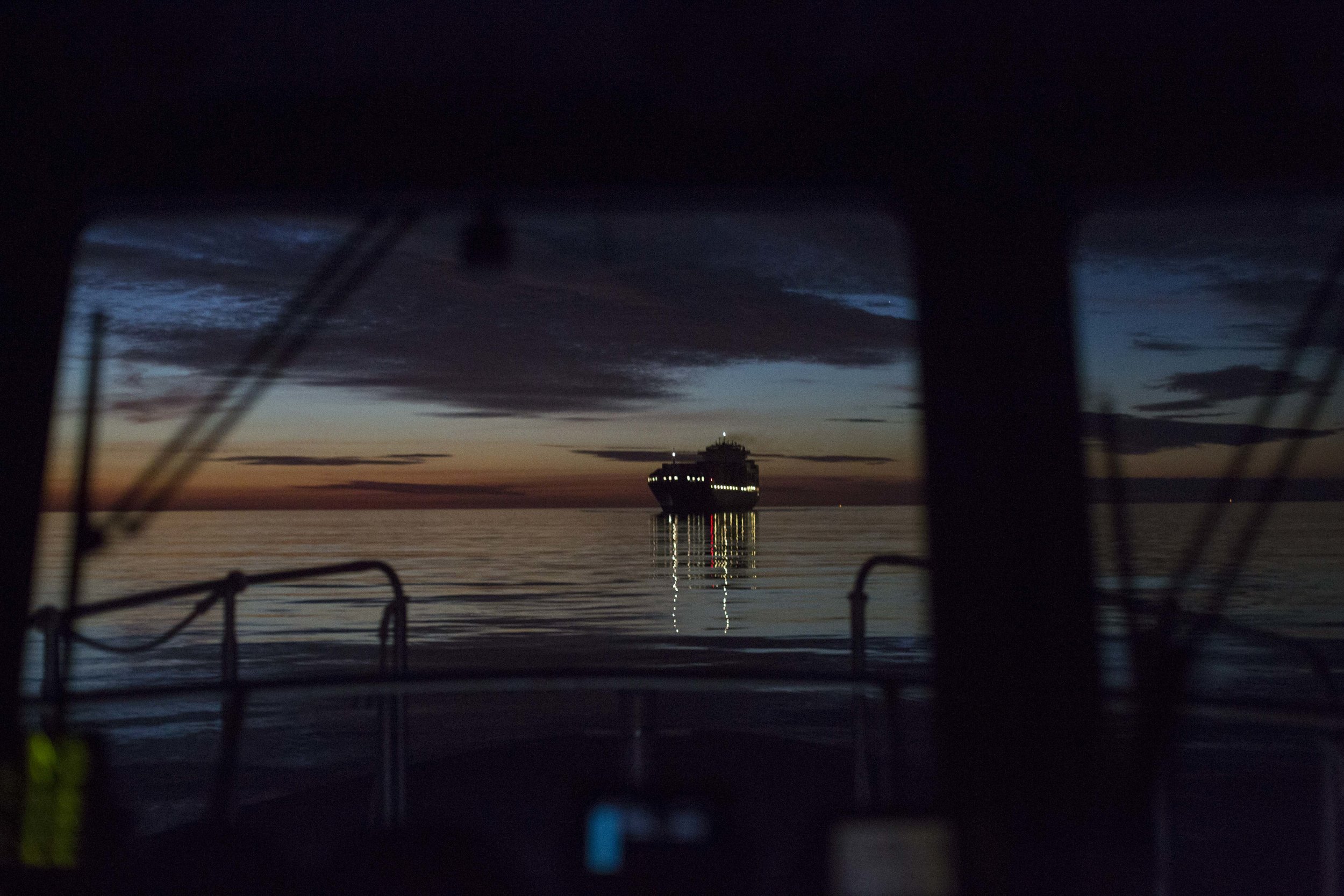  The cargo ship, inbound from Rotterdam, MSC Lorena, on Aug 16 outside of Boston Harbor. 