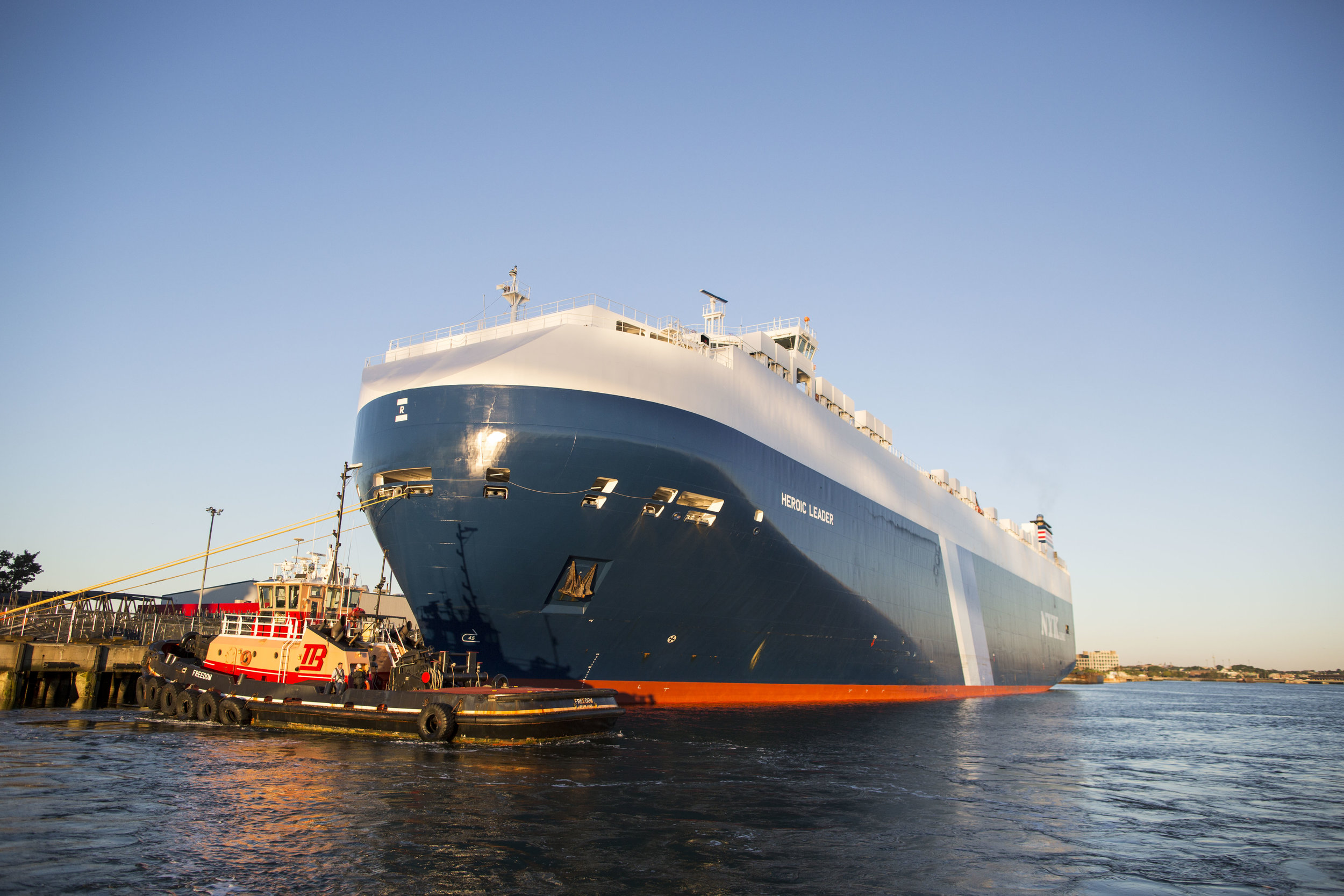  The car carrying ship Heroic Leader successfully and safely docked in port with the help of Boston Harbor Pilot Frank Morton on Aug. 23. The ship will deliver around 1500 brand new Subarus. 