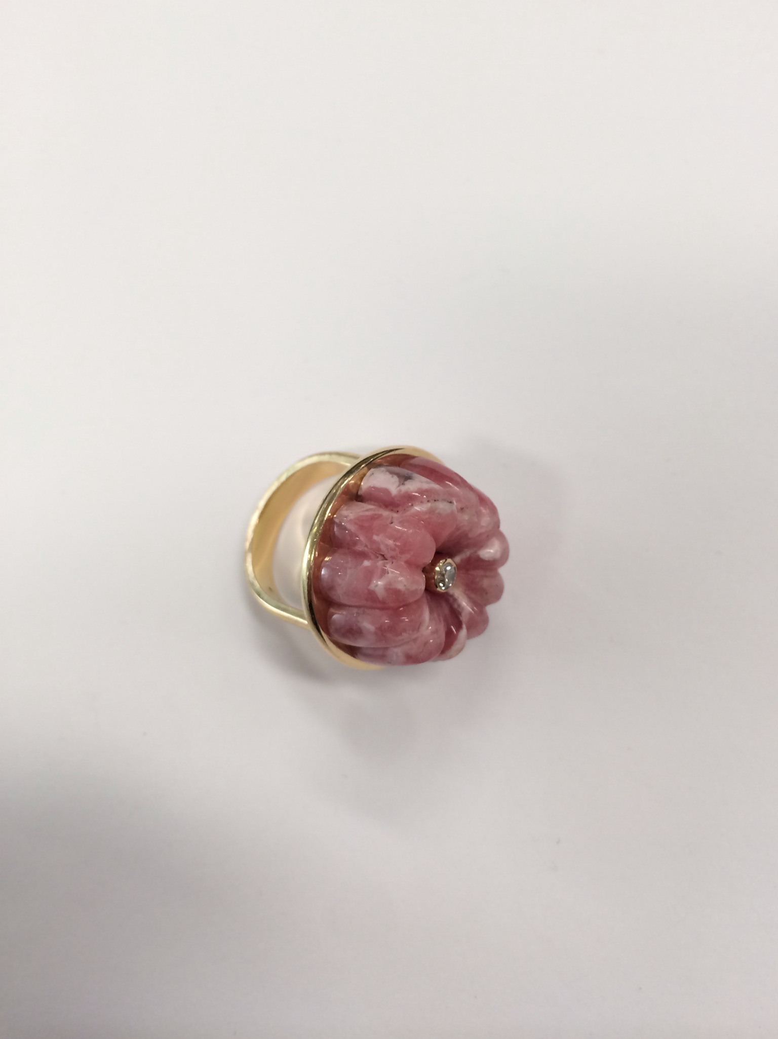  A rhodocrosite and diamond jelly mould ring from  Cora Sheibani . 