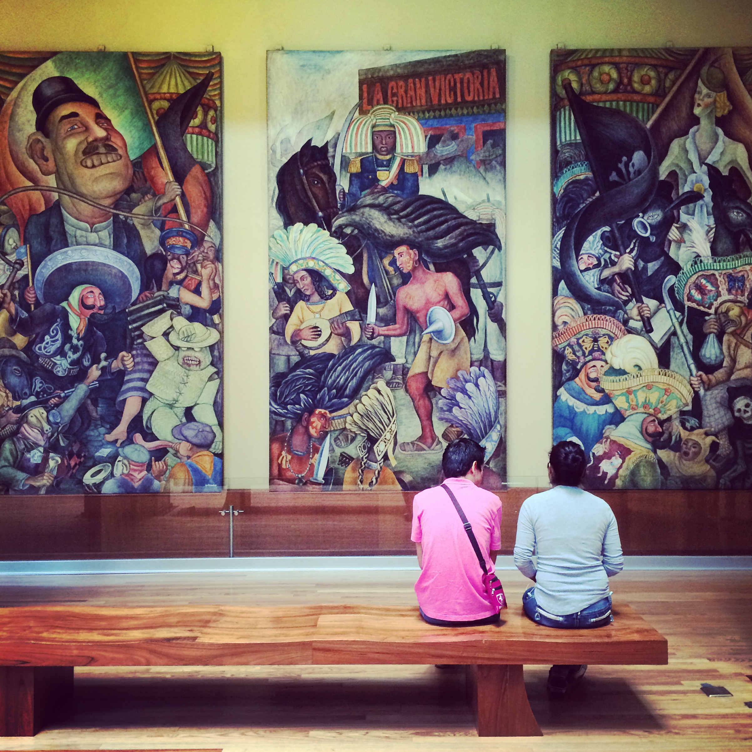  Scoping out Diego Rivera murals in Mexico City. Victoria swears she was a Mexican fisherman in her last life! 