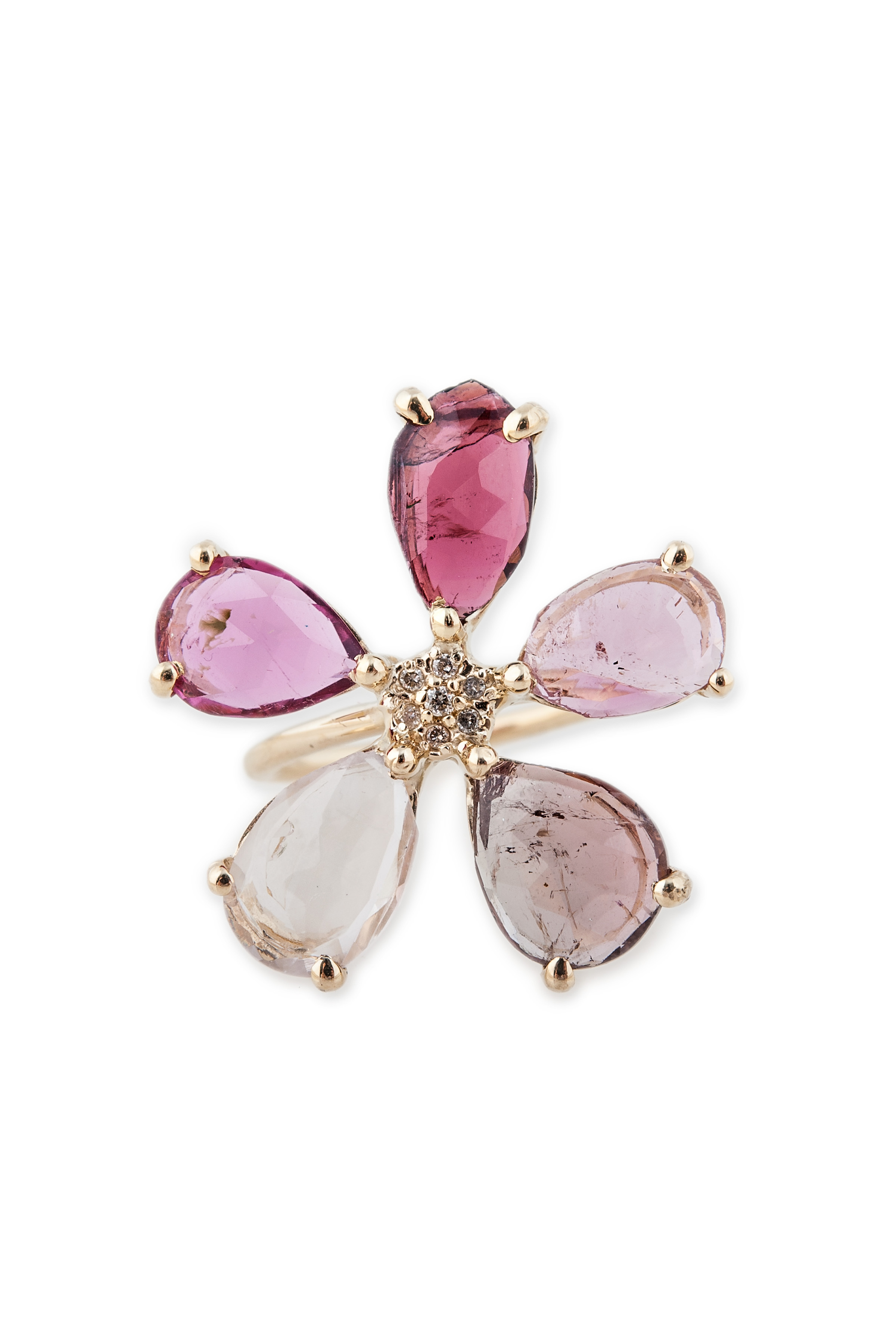 Assorted Tourmaline flower ring, $2,500, available at Broken English. 
