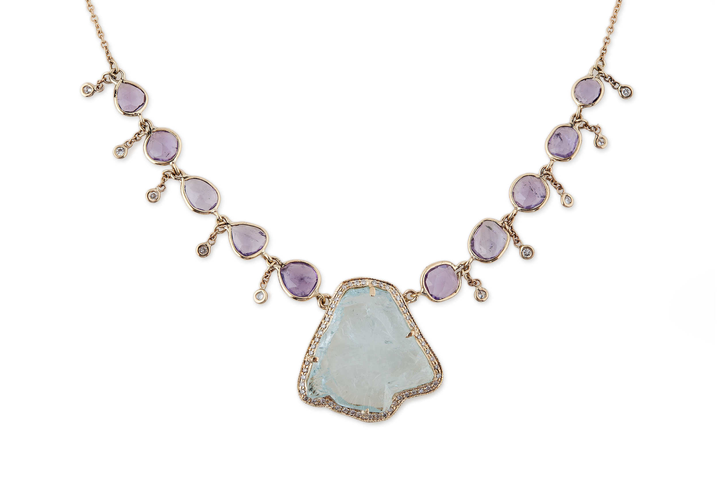  Freeform Aquamarine and Amethyst Shaker Necklace,&nbsp;$8,000, available at  Broken English .&nbsp; 