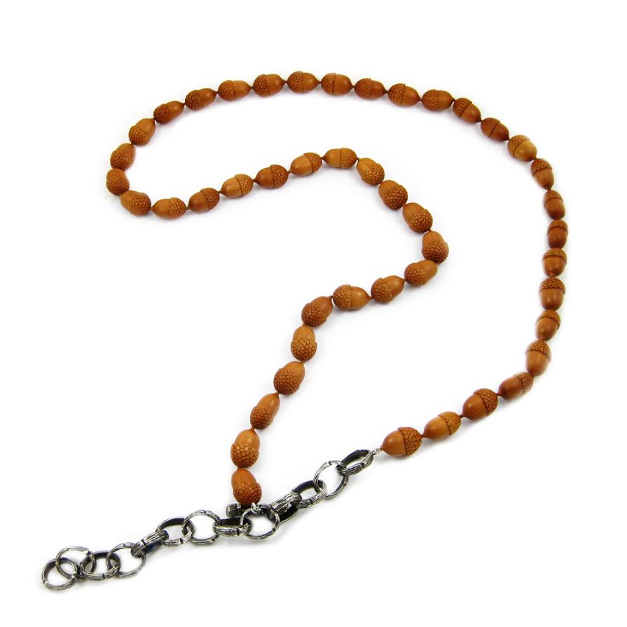   Large Twig necklace with oxidized sterling silver "O" chain&nbsp;links and carved Sawo wood acorn beads, $6,480.  