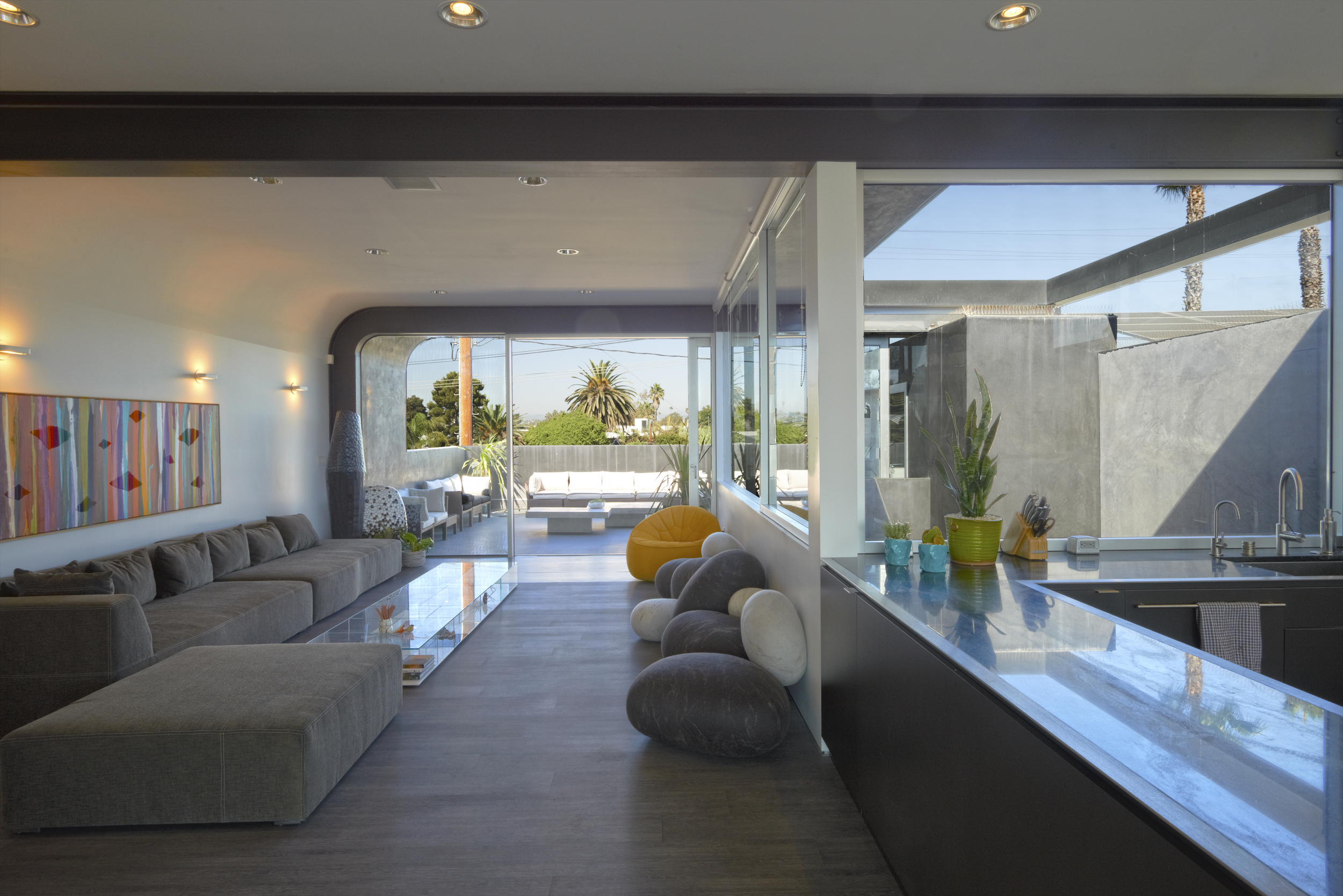  A chic seating area in the multi-level space.&nbsp; 