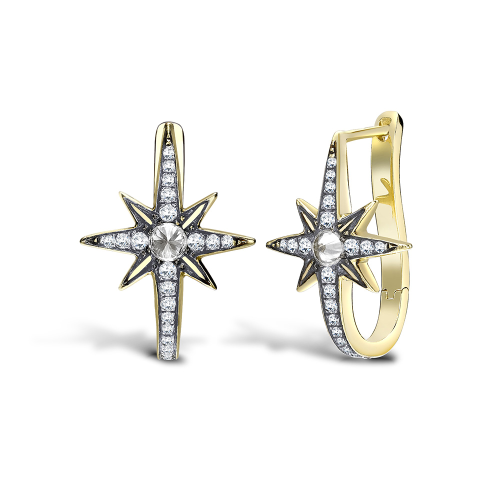 Venyx Star Earring Yellow Gold, Diamonds, Sapphire.jpg