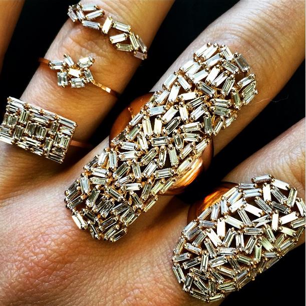  18k gold and diamond&nbsp;rings from the Fireworks collection. 