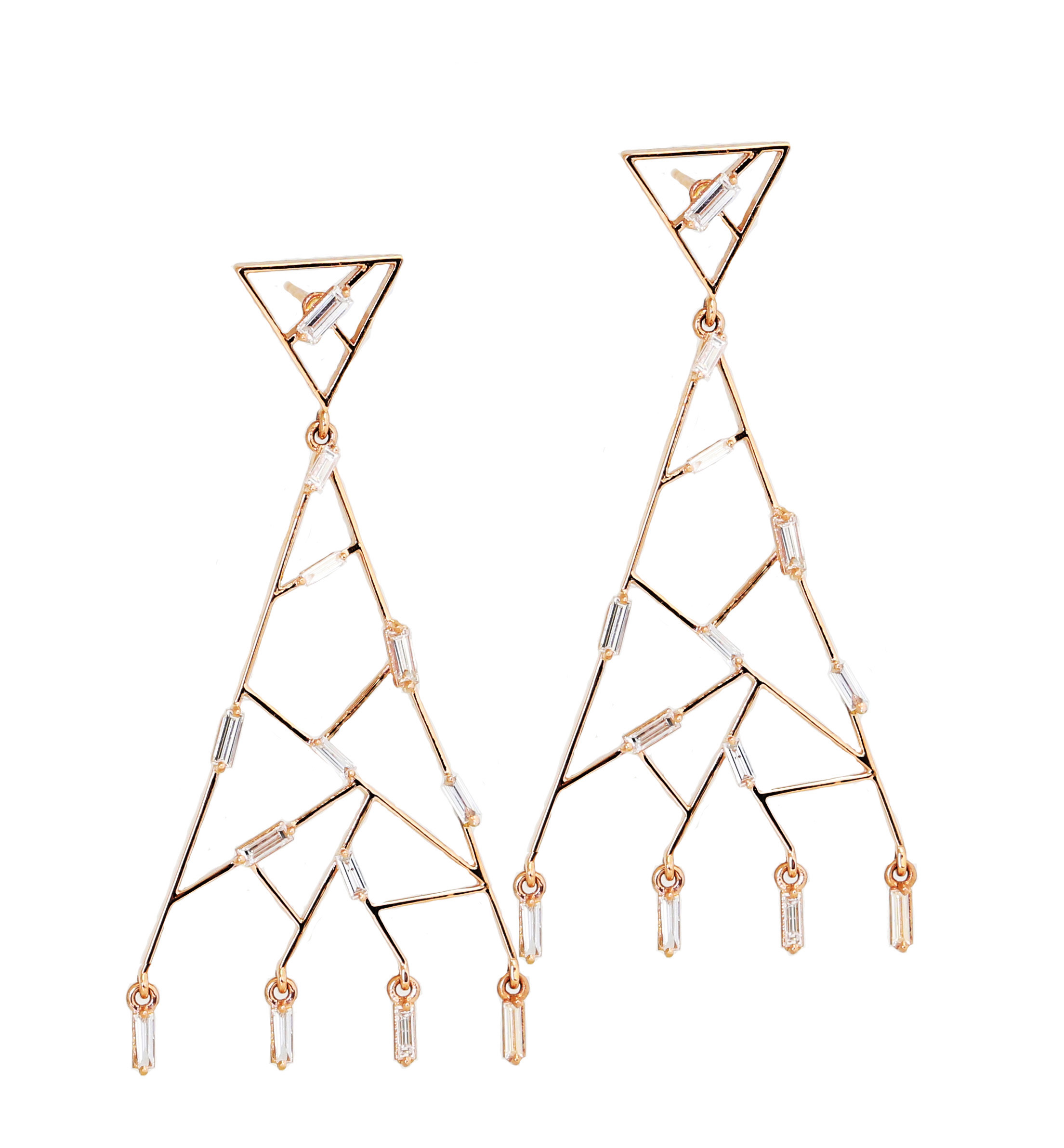  18k gold Baguette Post Chandelier earrings from the Fireworks collection, $6,160.&nbsp; 
