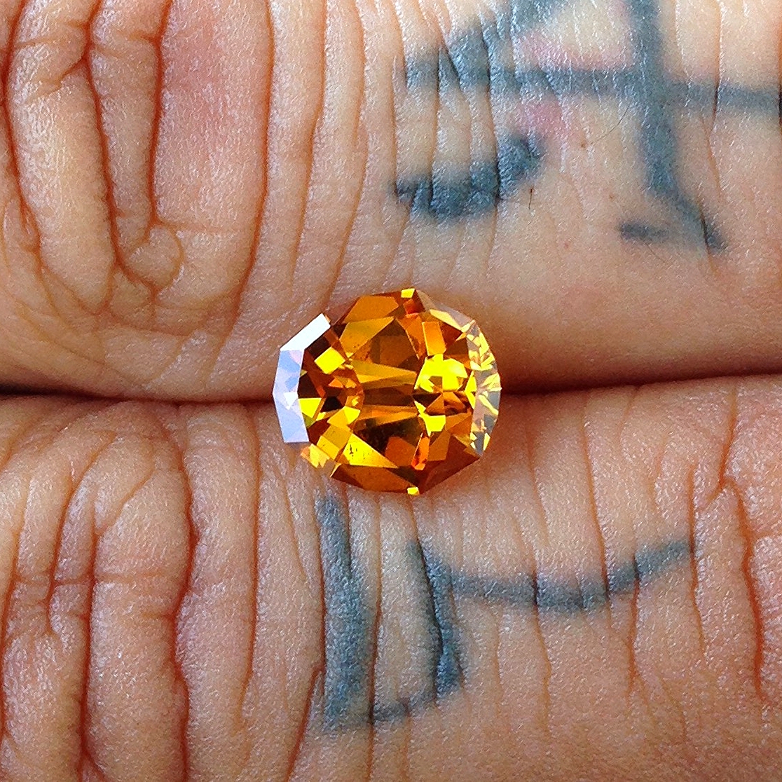 A golden sapphire, after a little love from Jean.