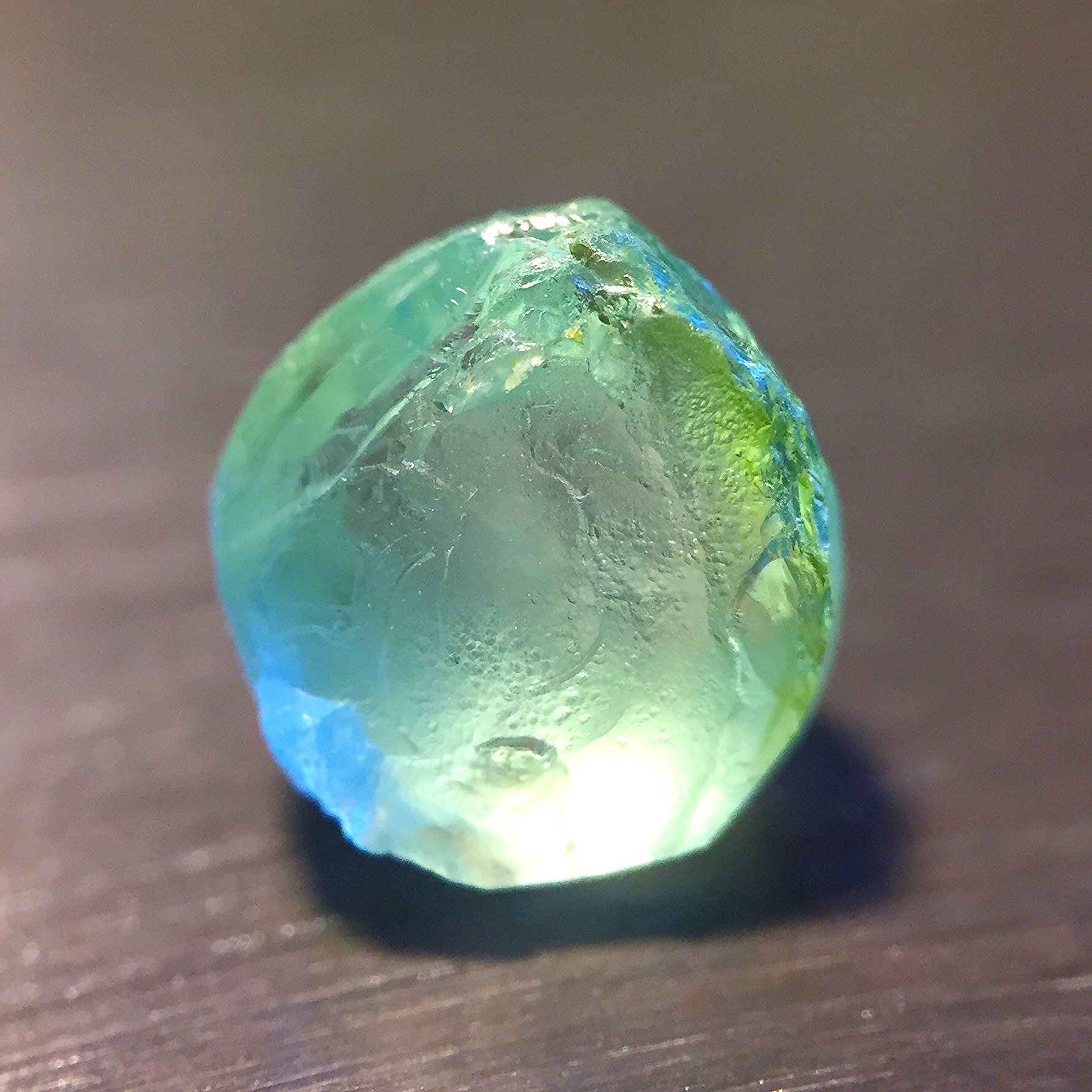 Mint tourmaline, before...