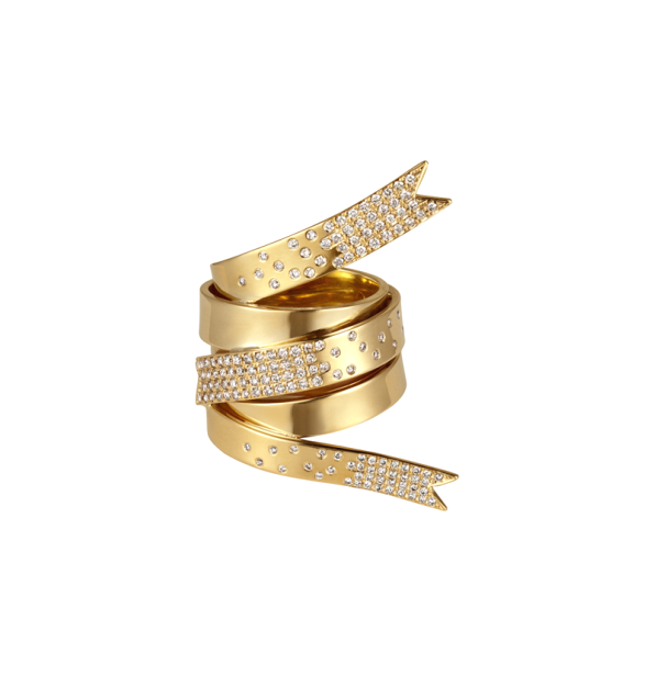  Elena Votsi 18k yellow gold and diamond Ribbon ring, $16,400,  available at Stone &amp; Strand .&nbsp; 