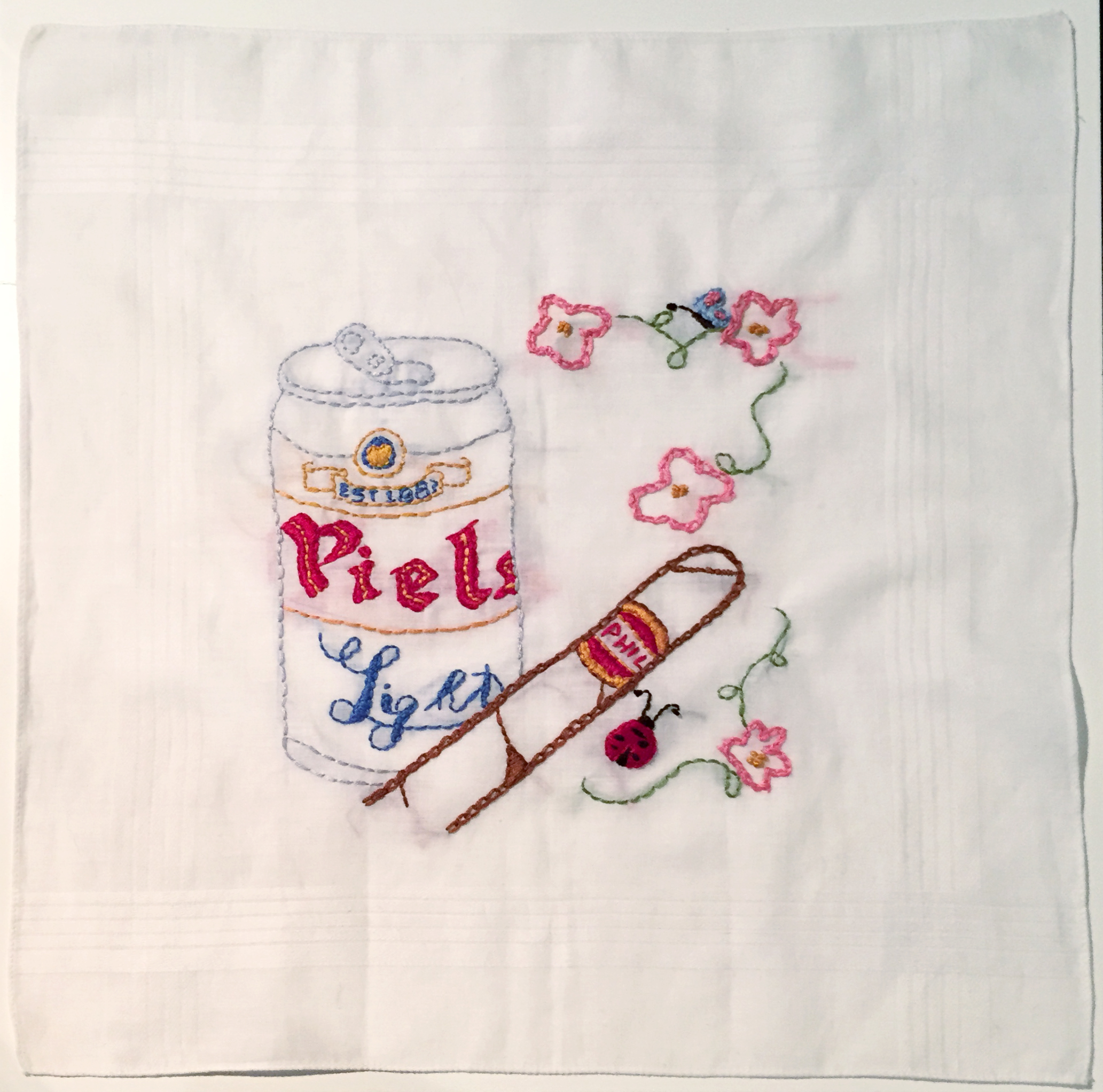  One of her other talents...embroidery on a handkerchief made when she was in high school.&nbsp; 