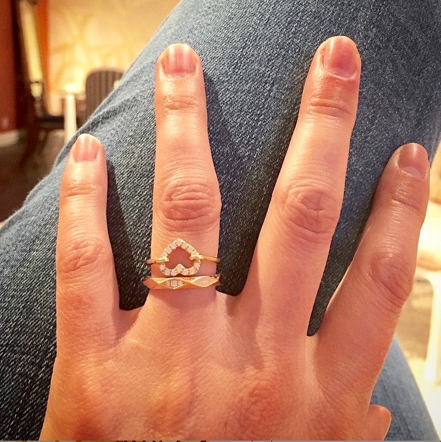 Candice's newly acquired Boucheron ring (bottom) with a Finn favorite (top). 