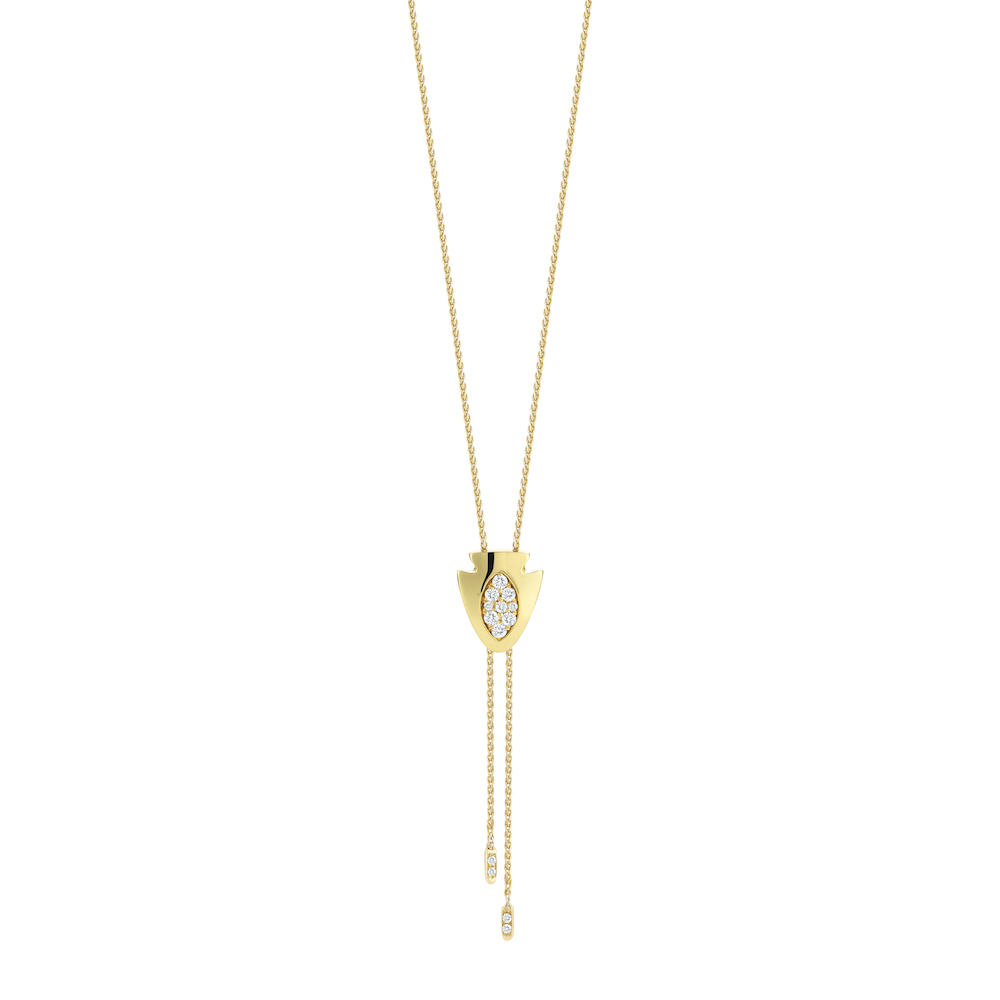  18k Yellow Gold &amp; Pave Diamond Arrowhead Bolo Tie,&nbsp;$1,995, available at  Finn Jewelry .&nbsp; 