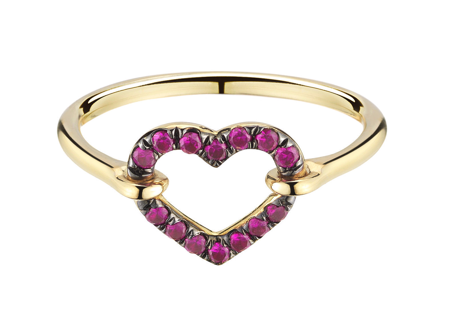  Ruby Open Heart Ring,&nbsp;$1300,  available at Finn Jewelry .&nbsp; 