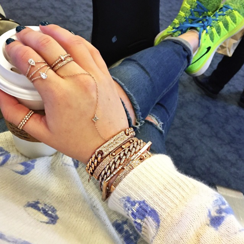 Tania's airport look: stacks on stacks of SHAY and Nikes. 