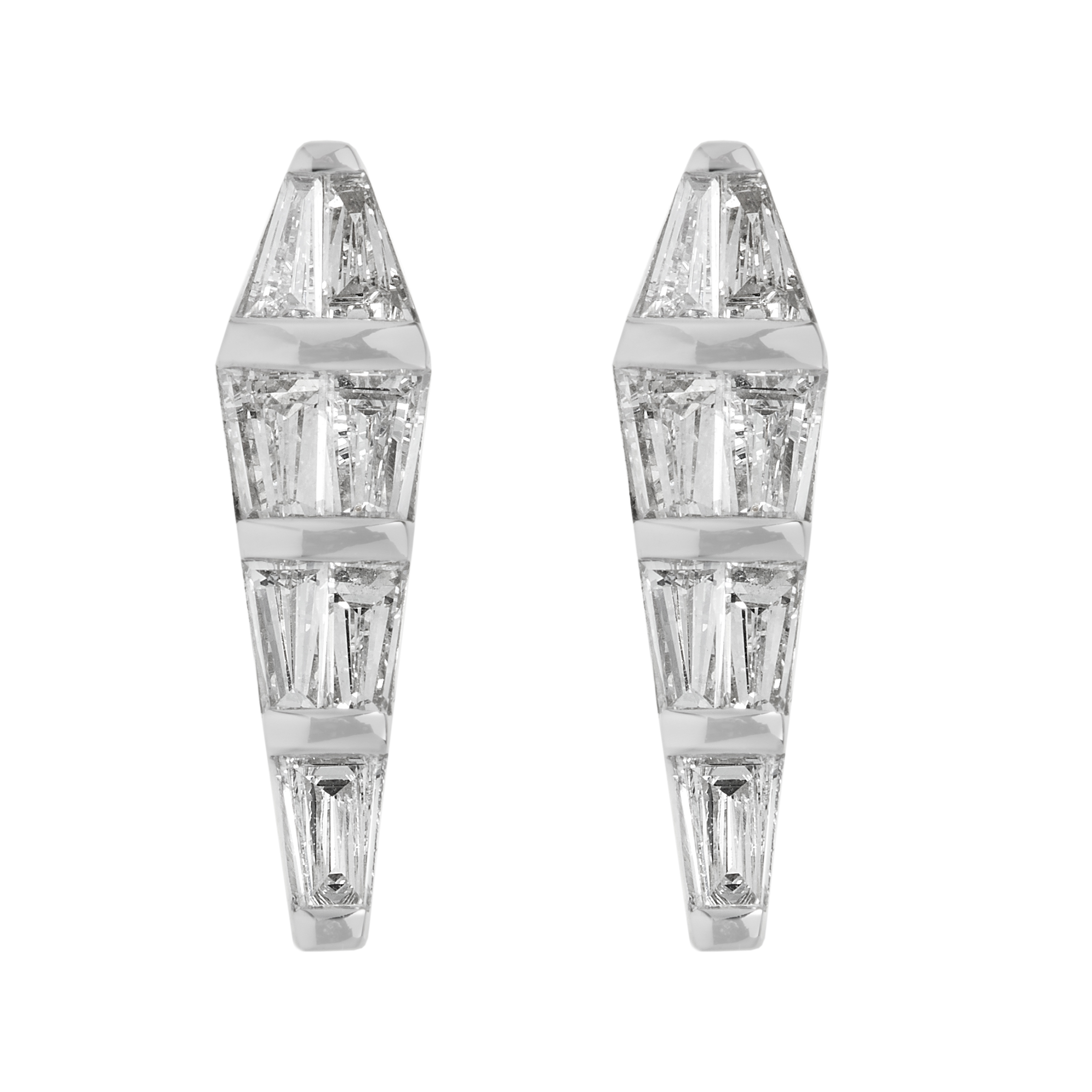   Nikos Koulis spectrum studs in baguette diamonds 18K white gold.  